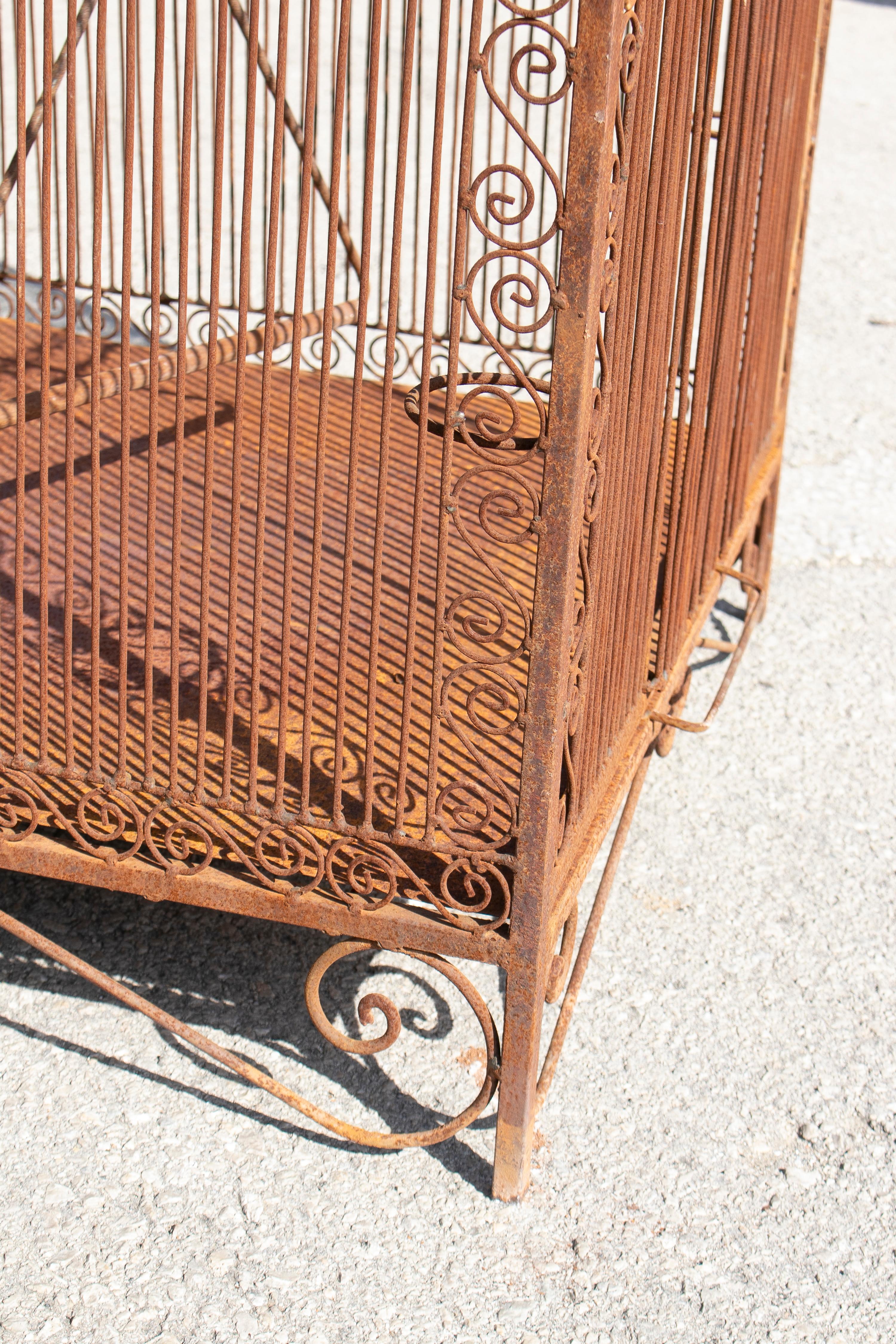 1990s Spanish Large Wrought Iron Bird Cage with Dome 11