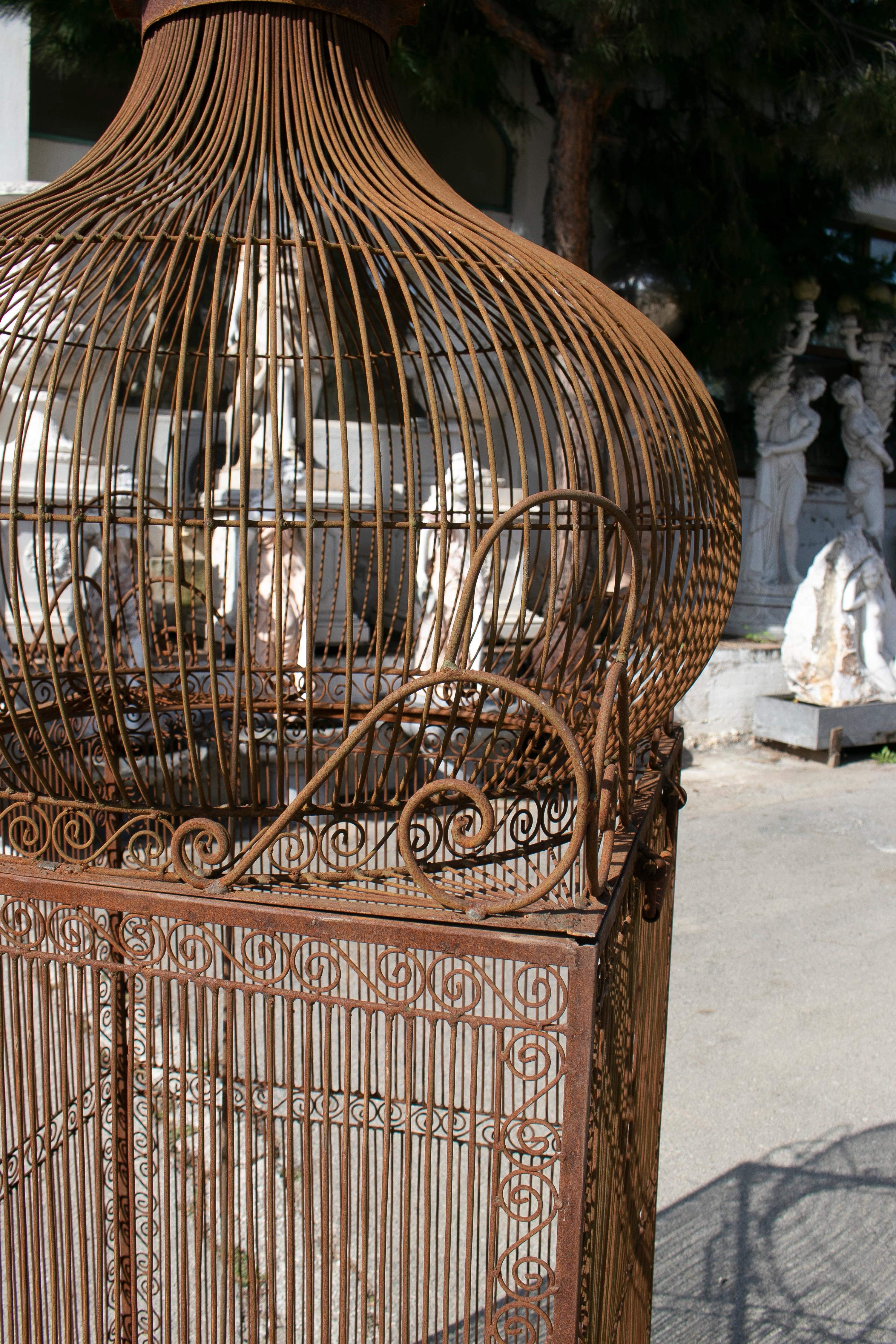20th Century 1990s Spanish Large Wrought Iron Bird Cage with Dome