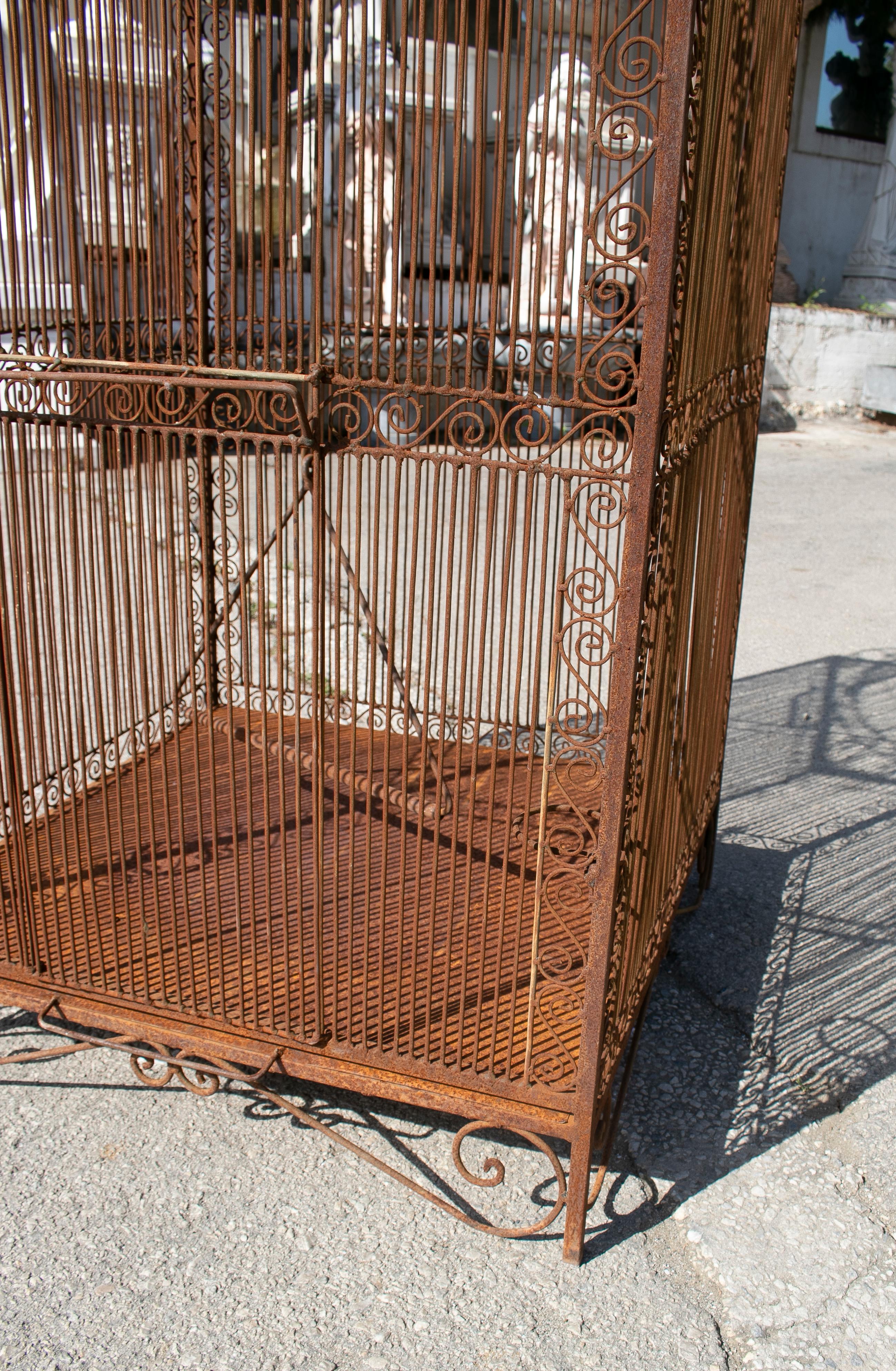 1990s Spanish Large Wrought Iron Bird Cage with Dome 2