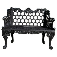 1990s Spanish Neobaroque Style 2-Seater Cast Iron Garden Bench Seat