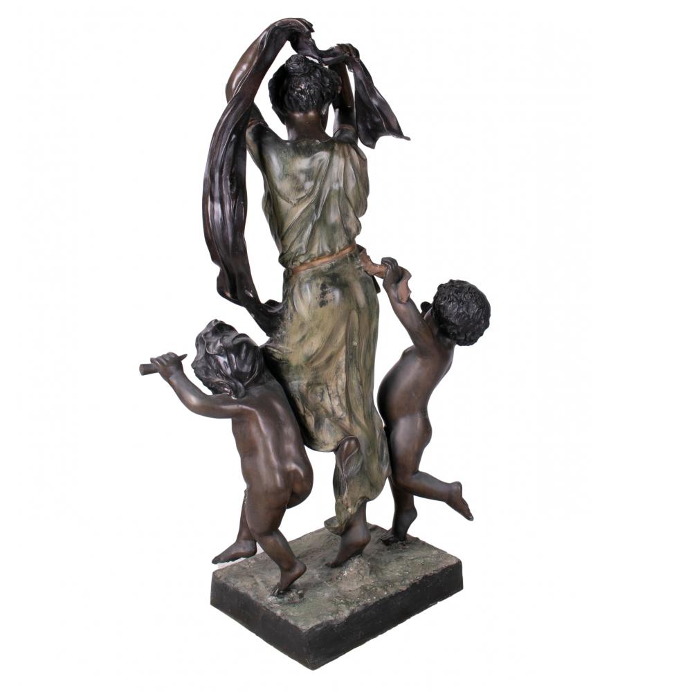 1990s Spanish Painted Cast Bronze Woman and Two Boys Dancing Figure Sculpture For Sale 2