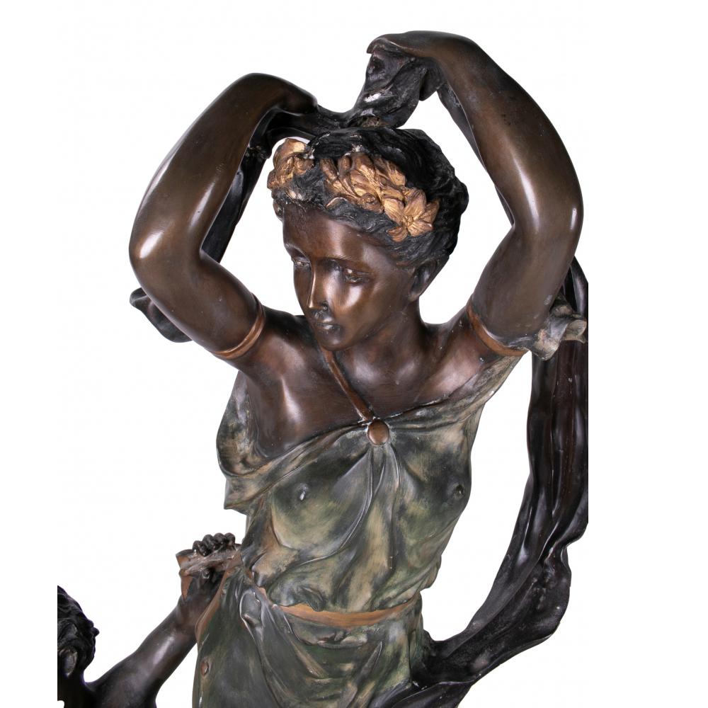 Spanische bemalte Bronzeguss-Skulptur einer Frau und zweier Jungen, tanzende Figur, 1990er Jahre im Angebot 4