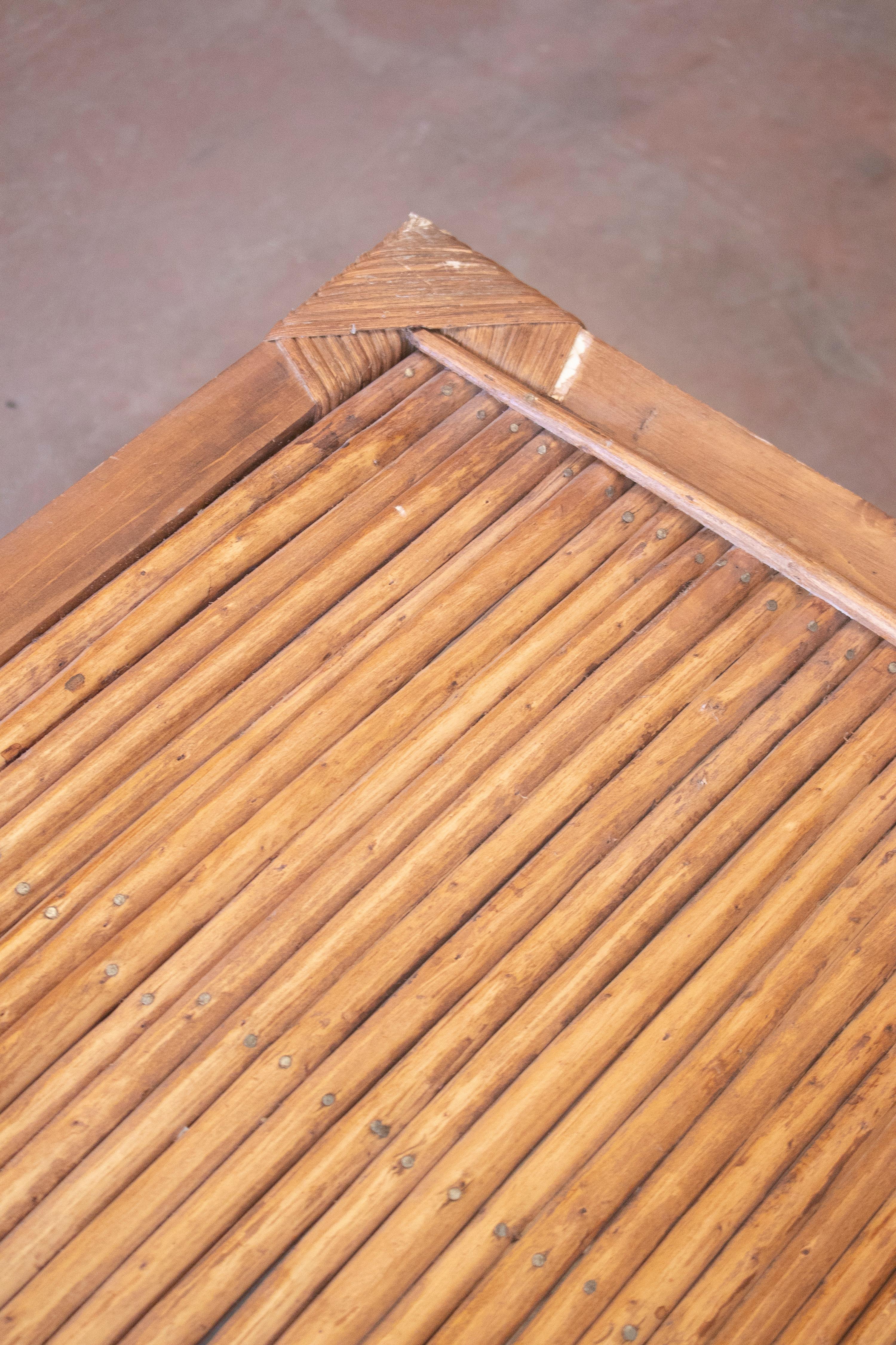 1990s Spanish Pair of Bamboo and Woven Wicker Swimming Pool Deck Chairs 6