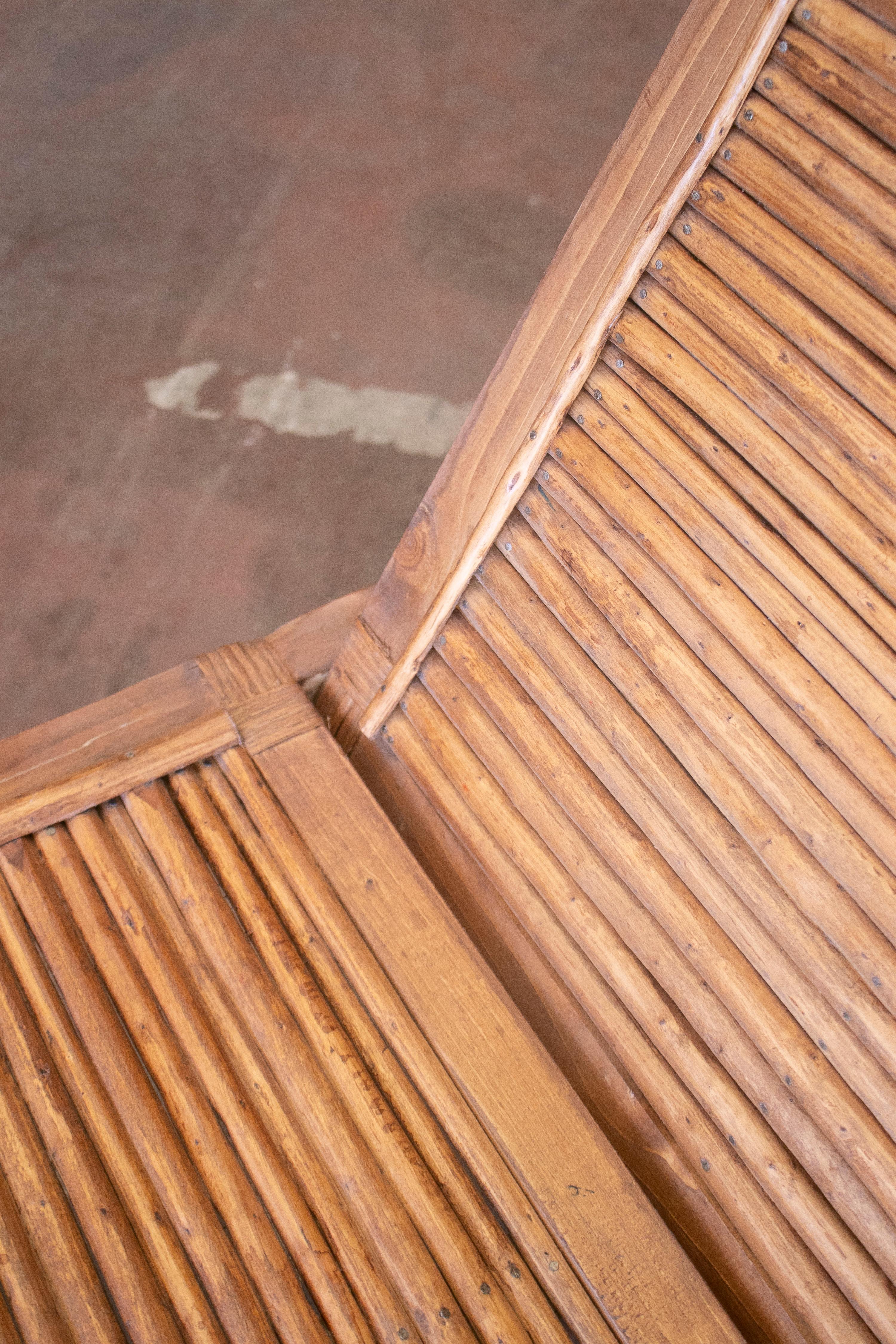 1990s Spanish Pair of Bamboo and Woven Wicker Swimming Pool Deck Chairs 10