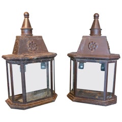 1990
s Spanish Pair of Classic Iron Lanterns