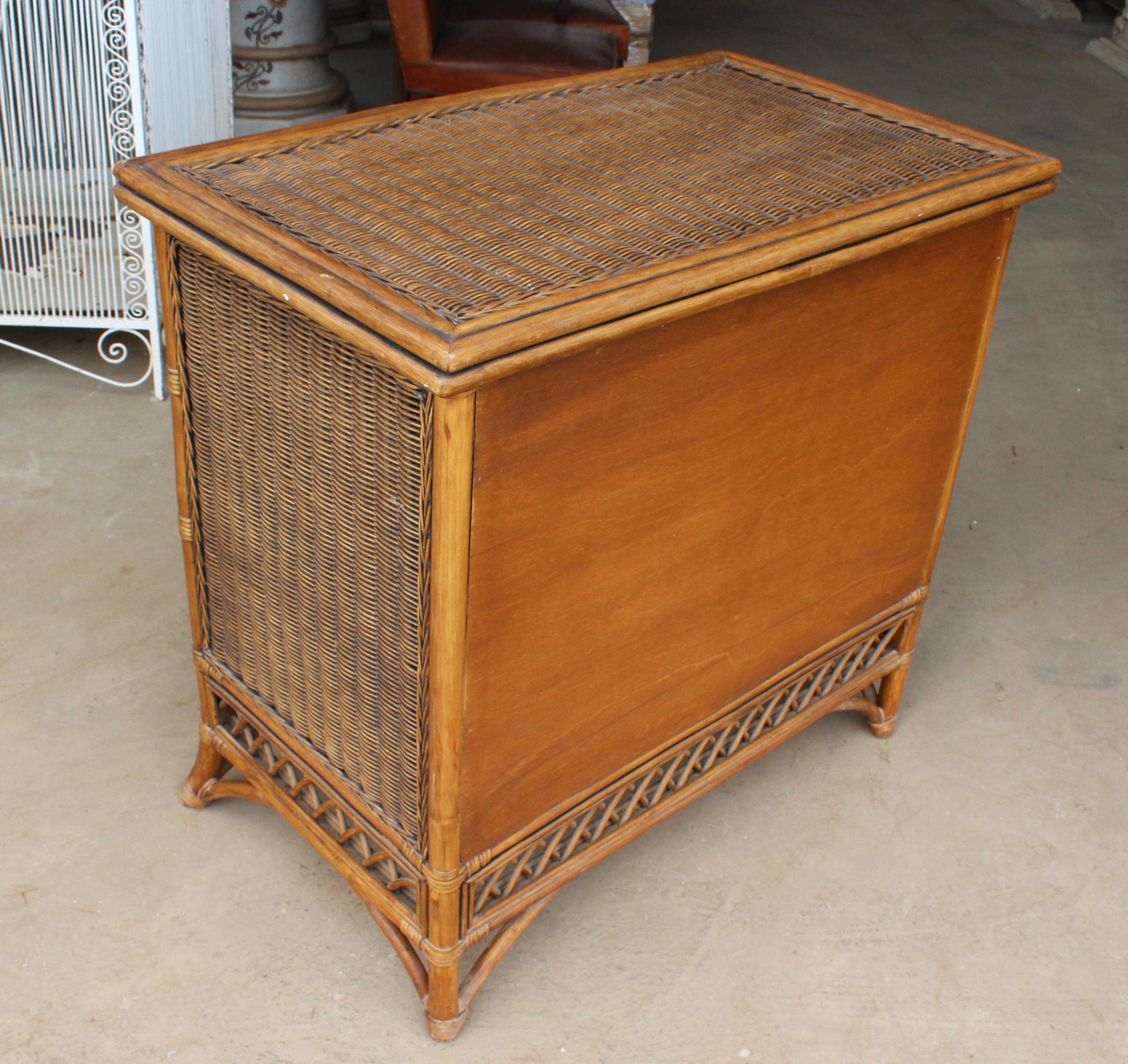 1990s Spanish Wicker and Bamboo Three-Drawer Chest 5