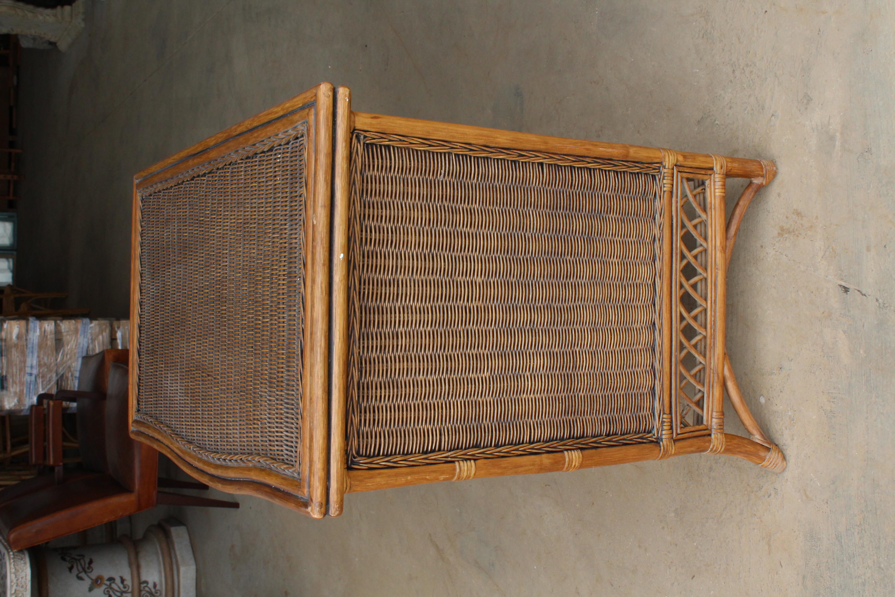 1990s Spanish Wicker and Bamboo Three-Drawer Chest 7