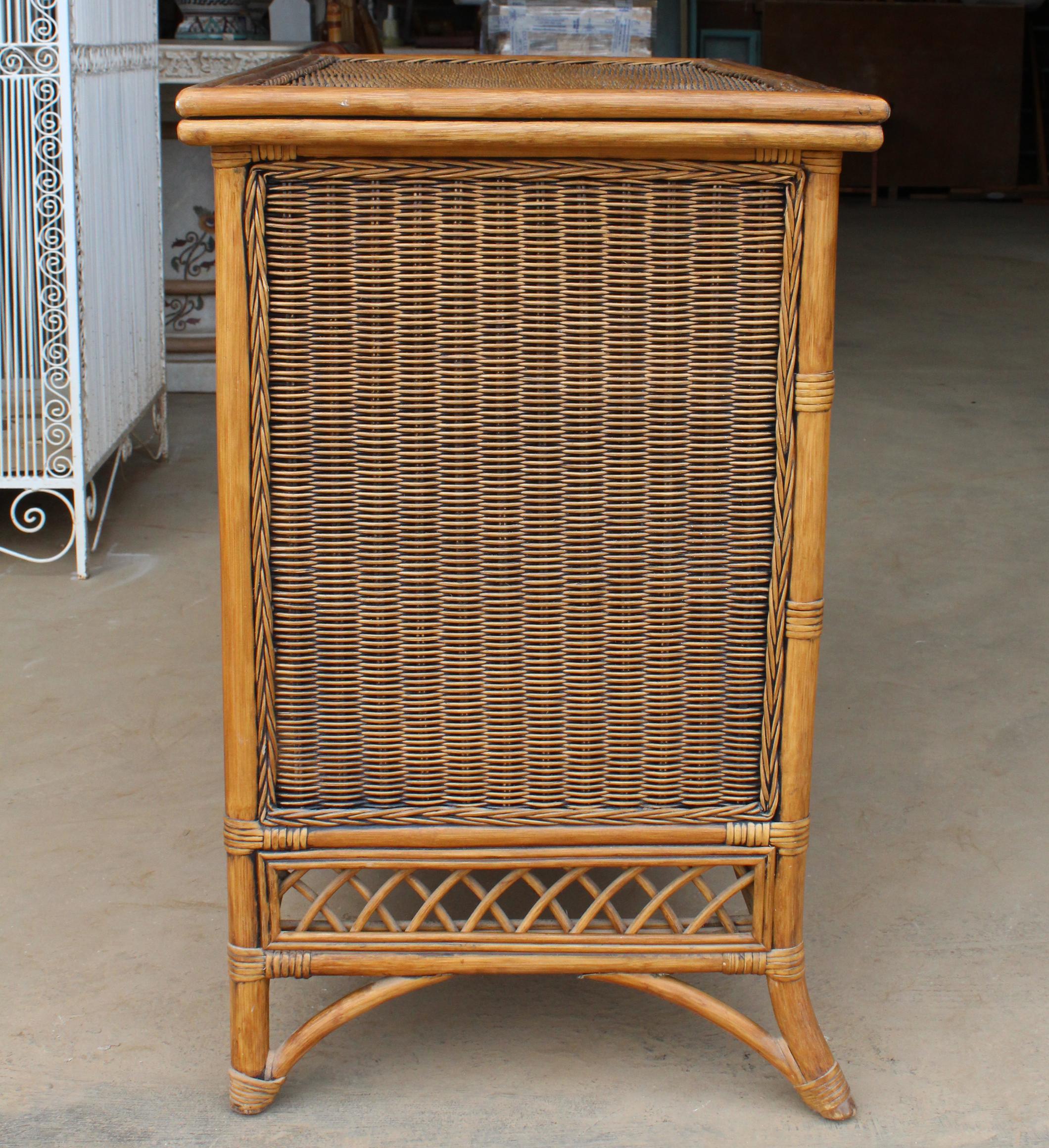wicker three drawer chest