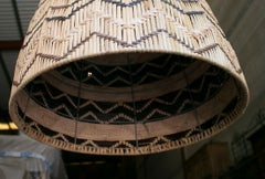 1990s Spanish Woven Wicker Hanging Ceiling Lamp