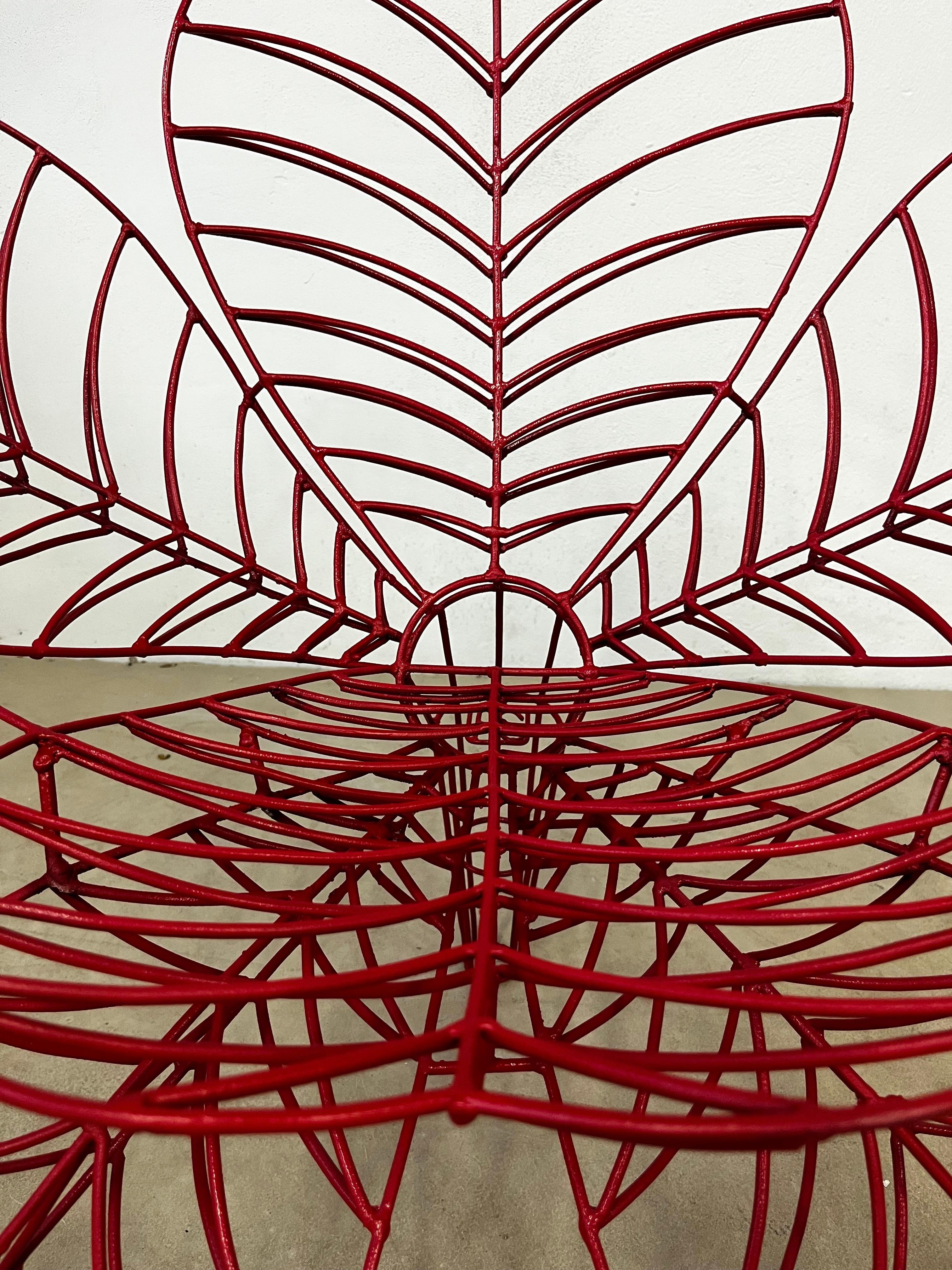 Spazzapan Italian Post-Modern Pop Art Red Metal Flower Sculpture Armchair  For Sale 4