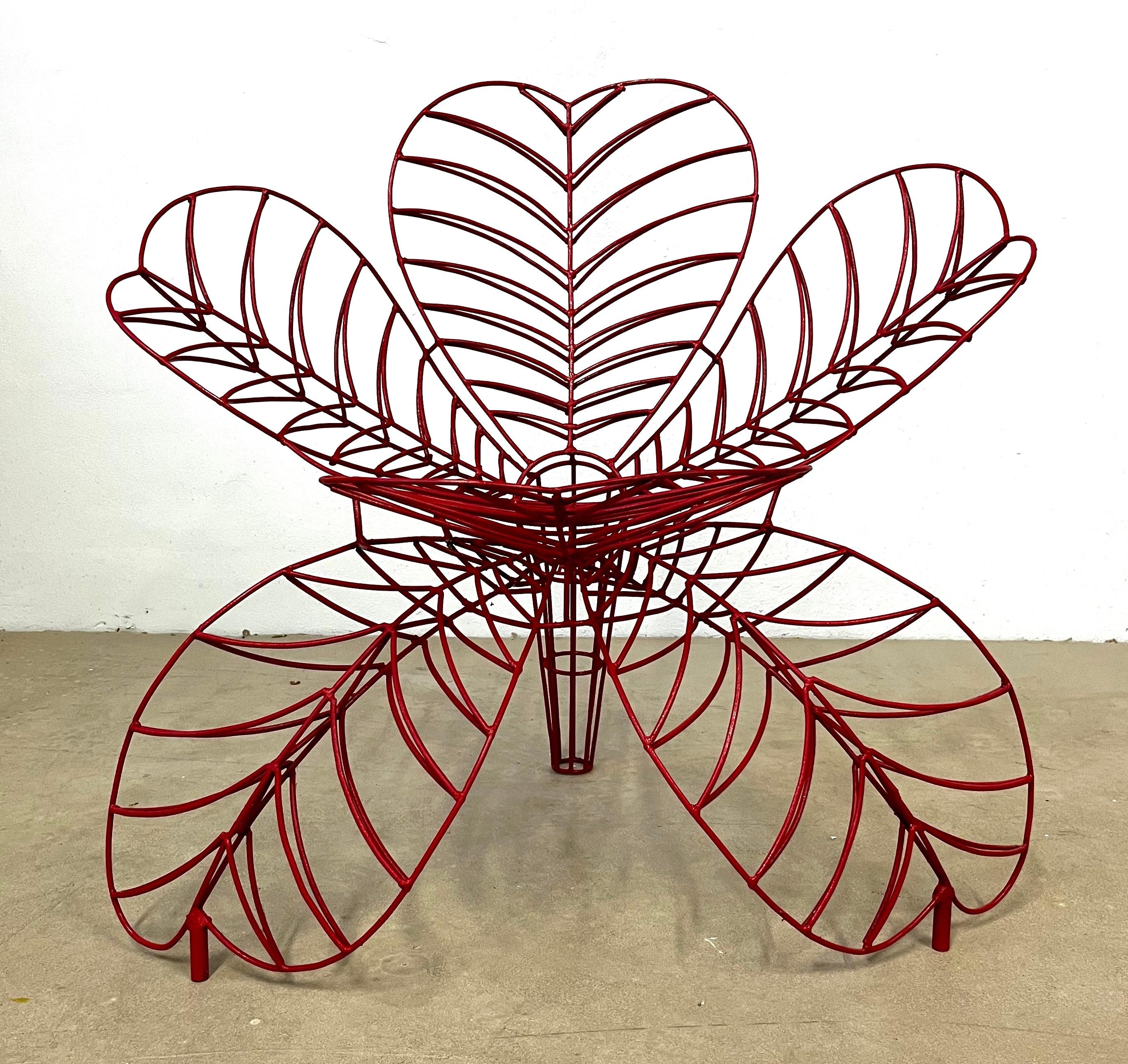 Spazzapan Italian Post-Modern Pop Art Red Metal Flower Sculpture Armchair  For Sale 5