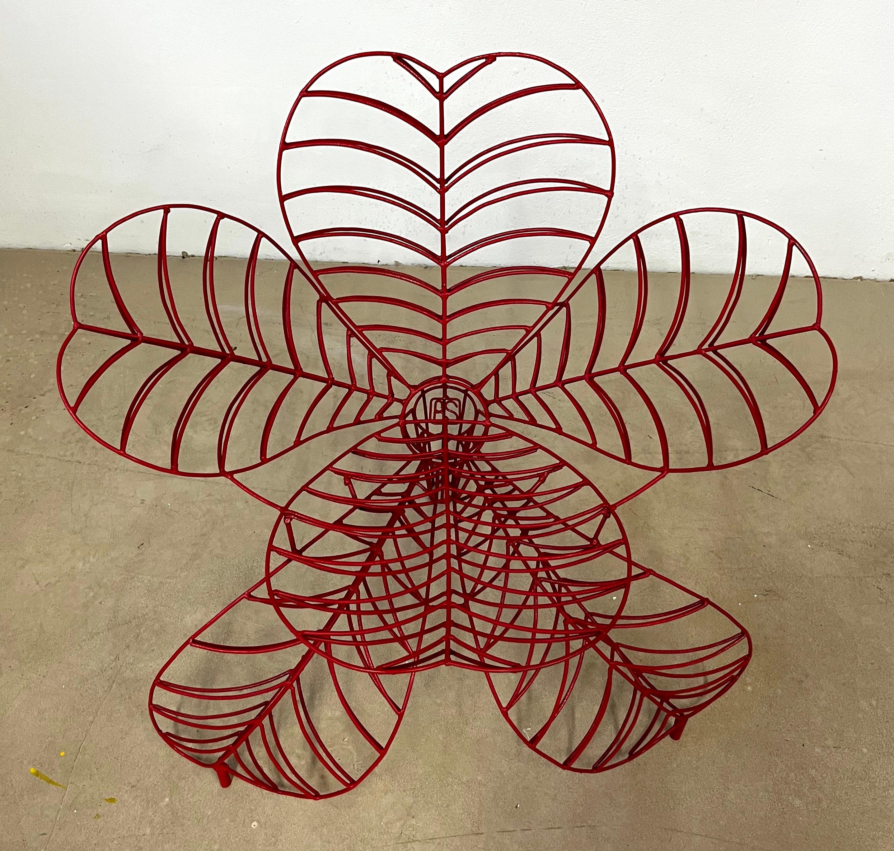 Spazzapan Italian Post-Modern Pop Art Red Metal Flower Sculpture Armchair  For Sale 7