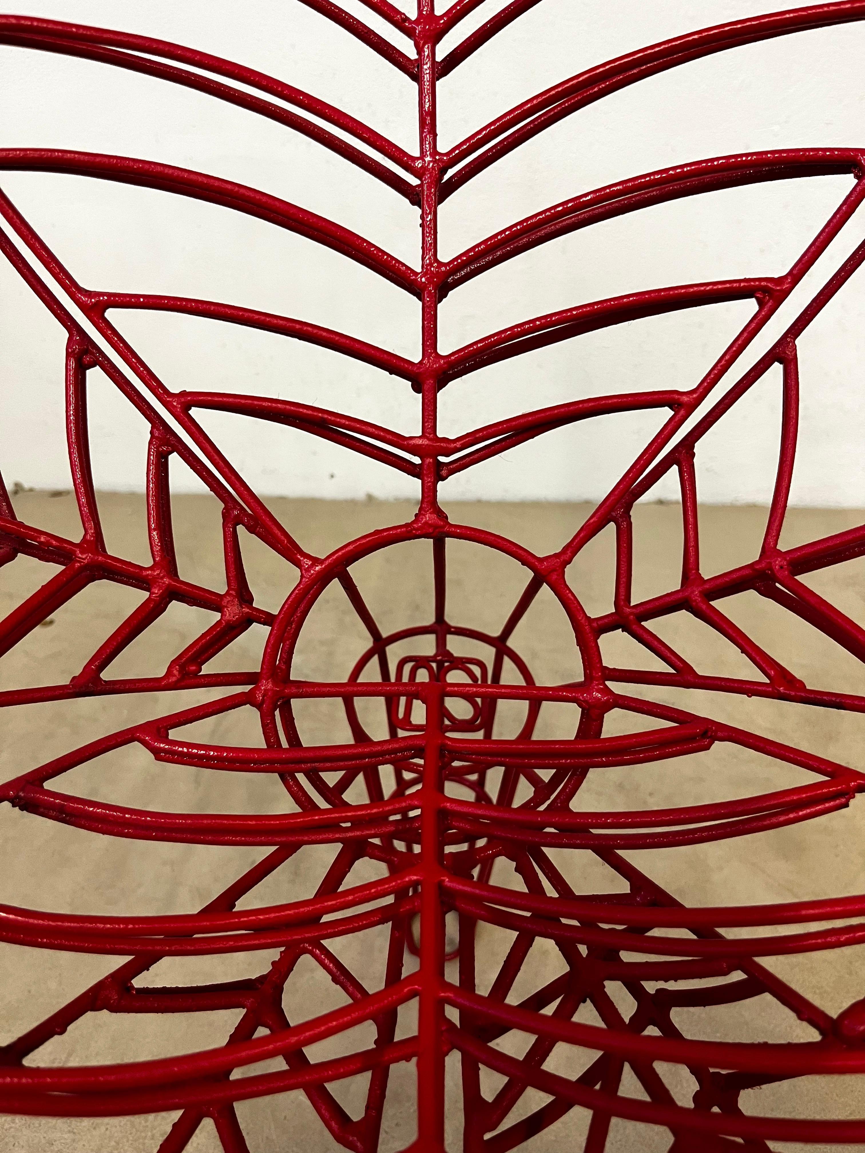 Contemporary Spazzapan Italian Post-Modern Pop Art Red Metal Flower Sculpture Armchair  For Sale