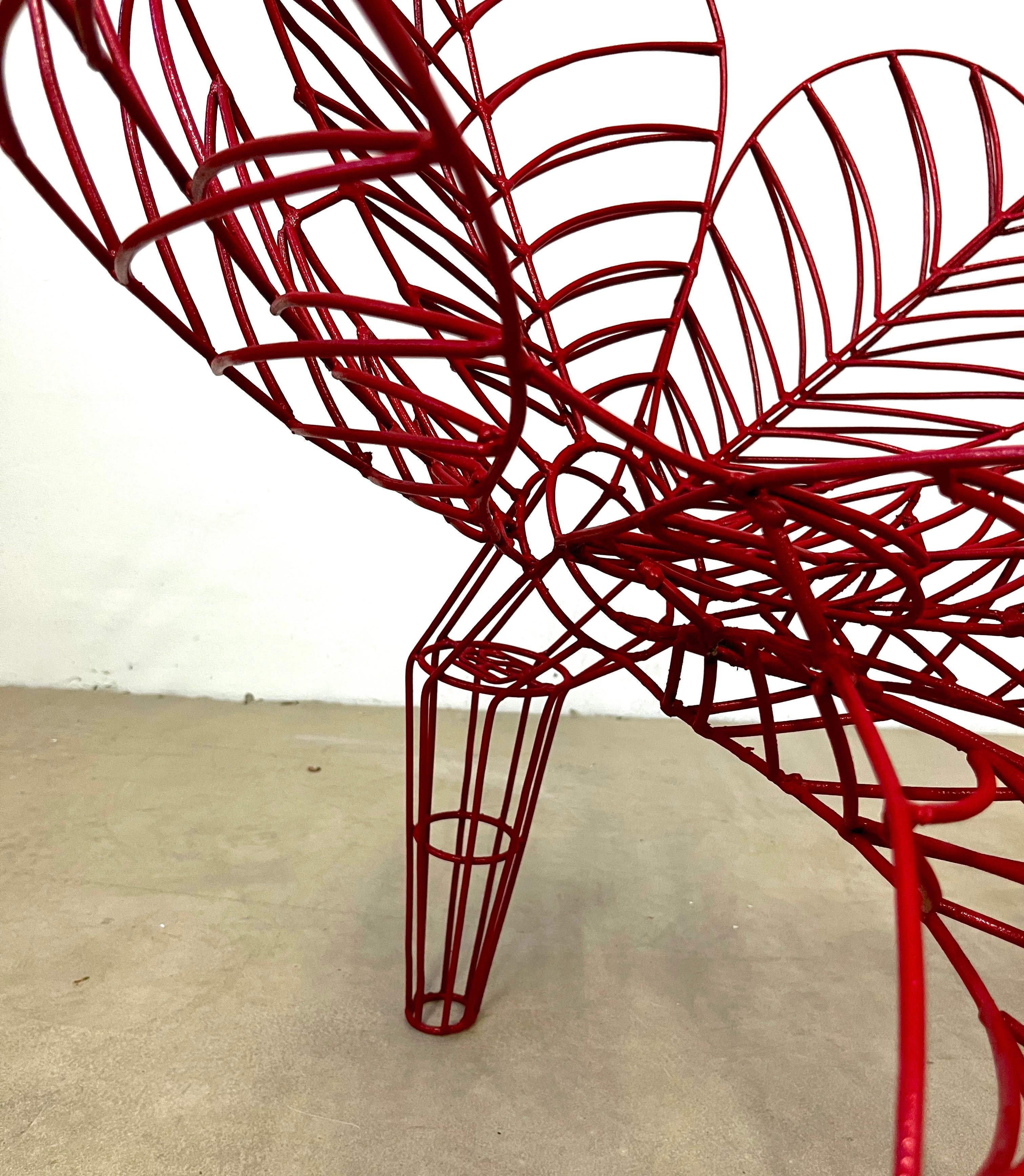 Spazzapan Italian Post-Modern Pop Art Red Metal Flower Sculpture Armchair  For Sale 1