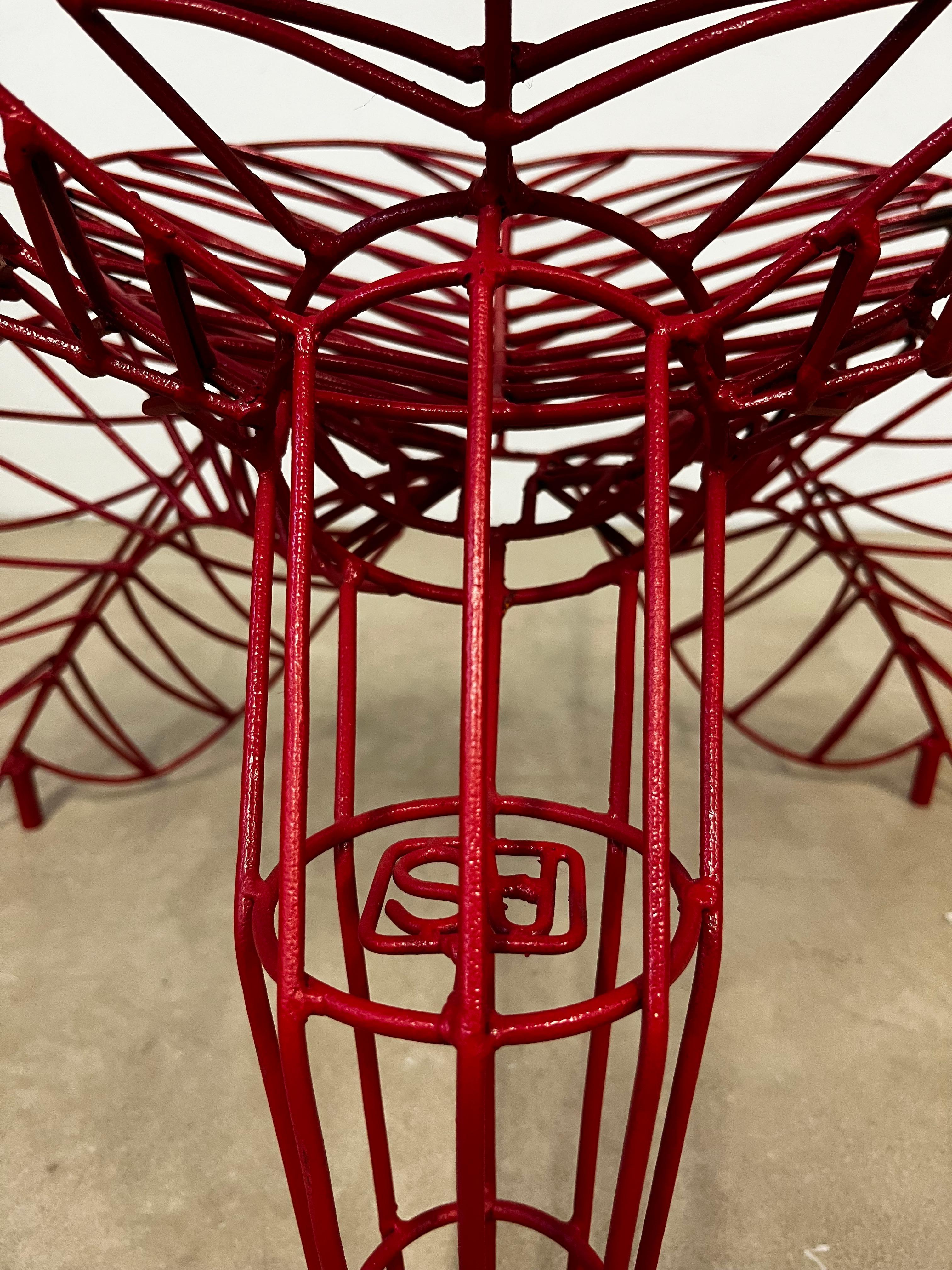 Spazzapan Italian Post-Modern Pop Art Red Metal Flower Sculpture Armchair  For Sale 2