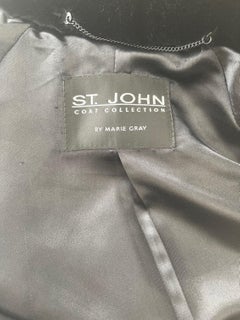 1990er St. John Coat Kollektion von Marie Gray Kunstpelz-Paillettenjacke mit Strasssteinen und Strass