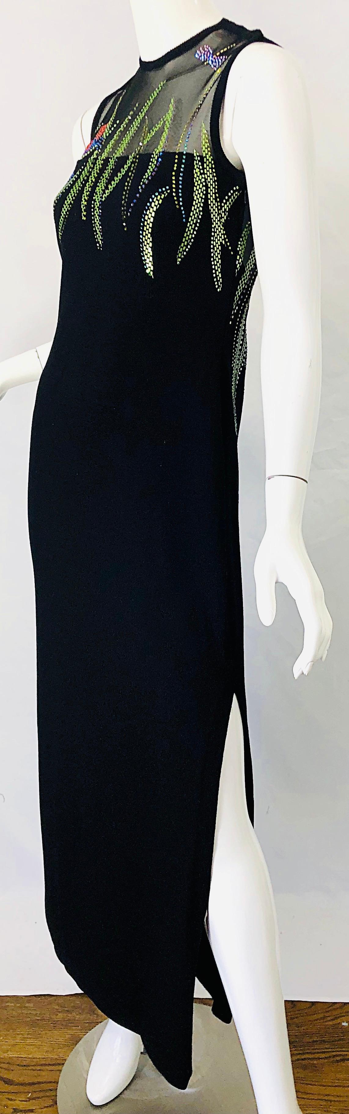 1990er St John Couture Frosche und Libellen Strass Schwarzes Santana-Strickkleid 5