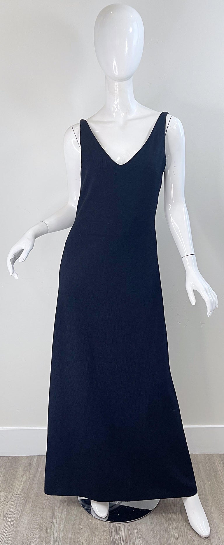 1990s St John Evening by Marie Gray Size 6 Black Knit Rhinestone Gown and  Jacket