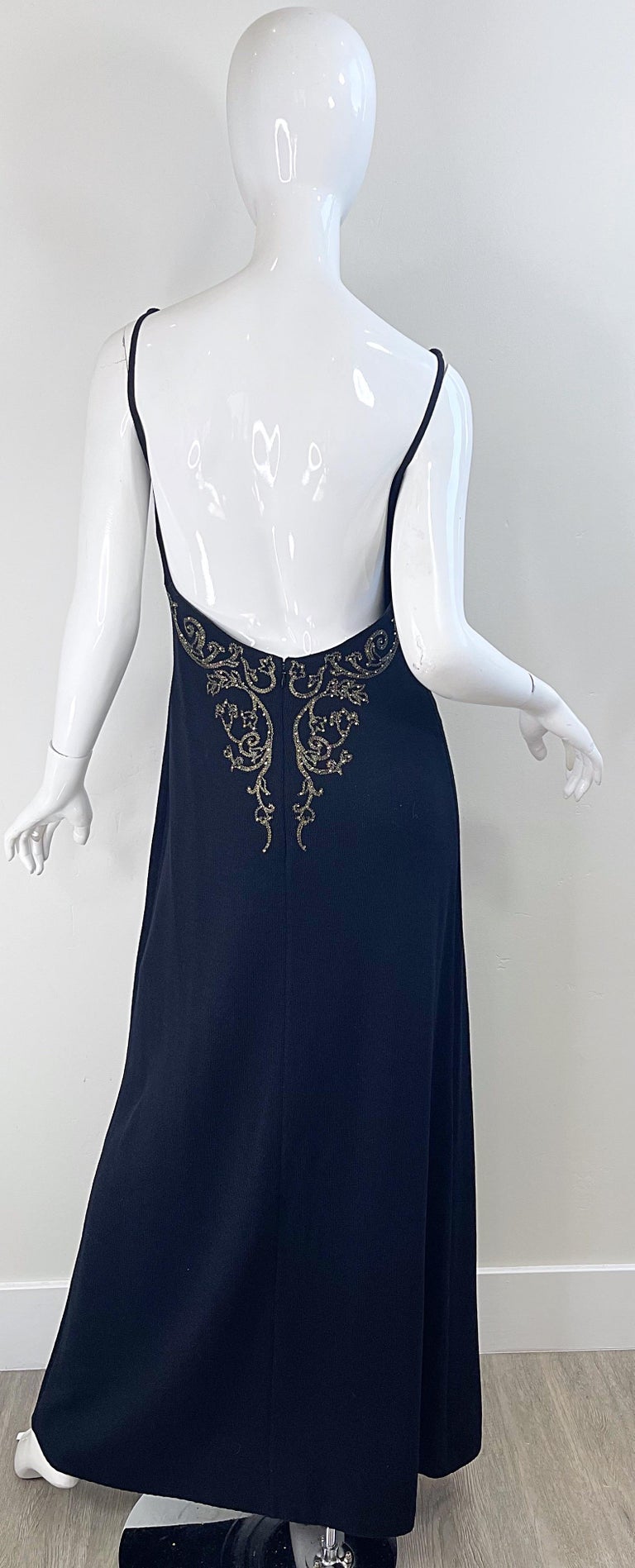 st john beaded dress St. John Beaded Strapless Maxi Gown - Black