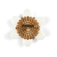 1990s Stanley Hagler Large White and Red Flower Brooch