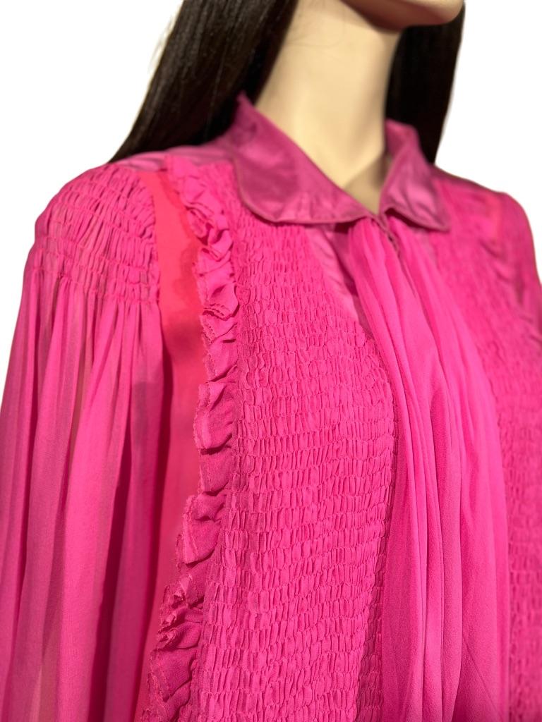 1990’s Stephen Burrows Hot Pink Chiffon Mini Dress For Sale 4