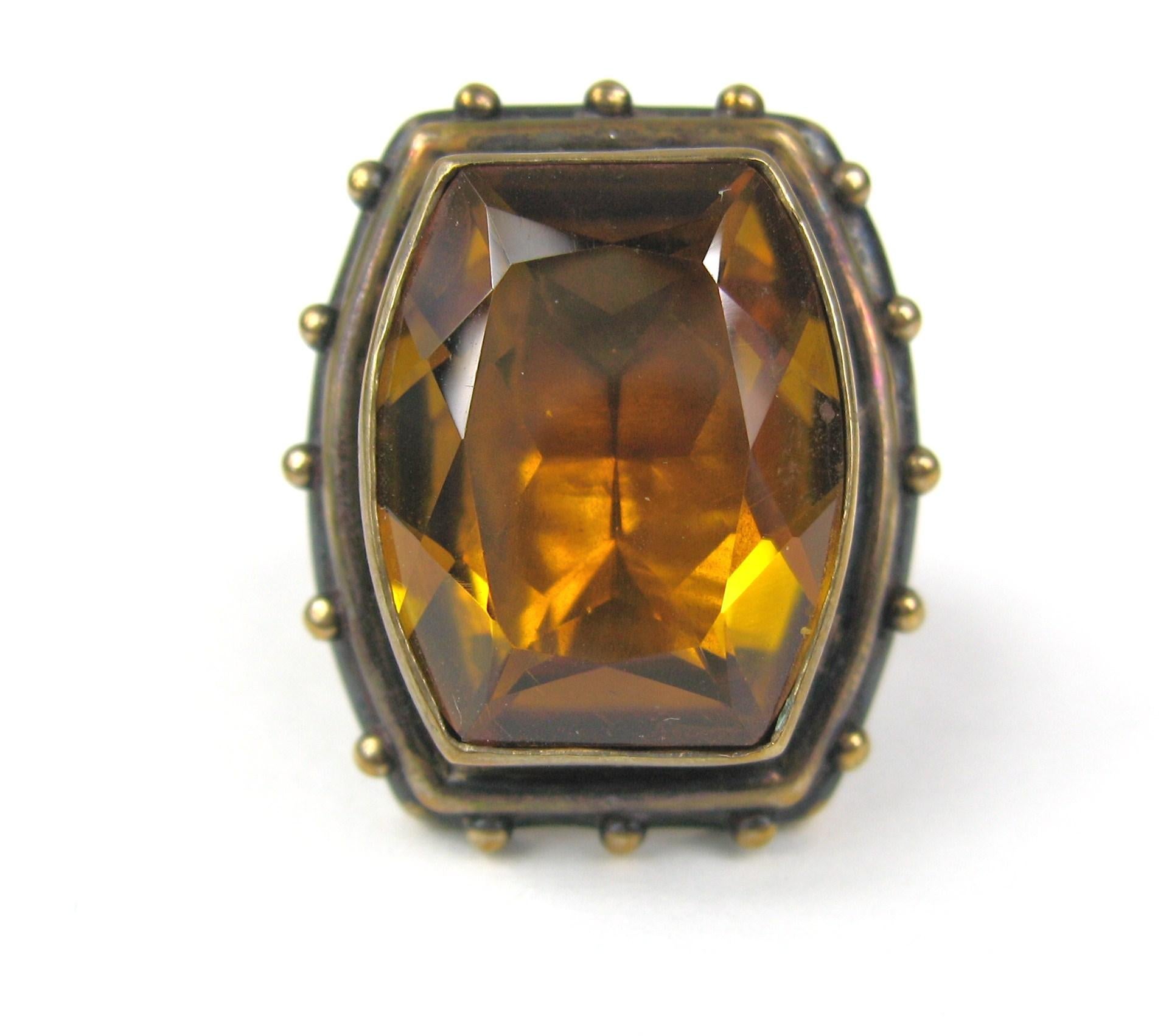 1990s Stephen DWECK Citrine Bronze ring New Never worn  In New Condition For Sale In Wallkill, NY