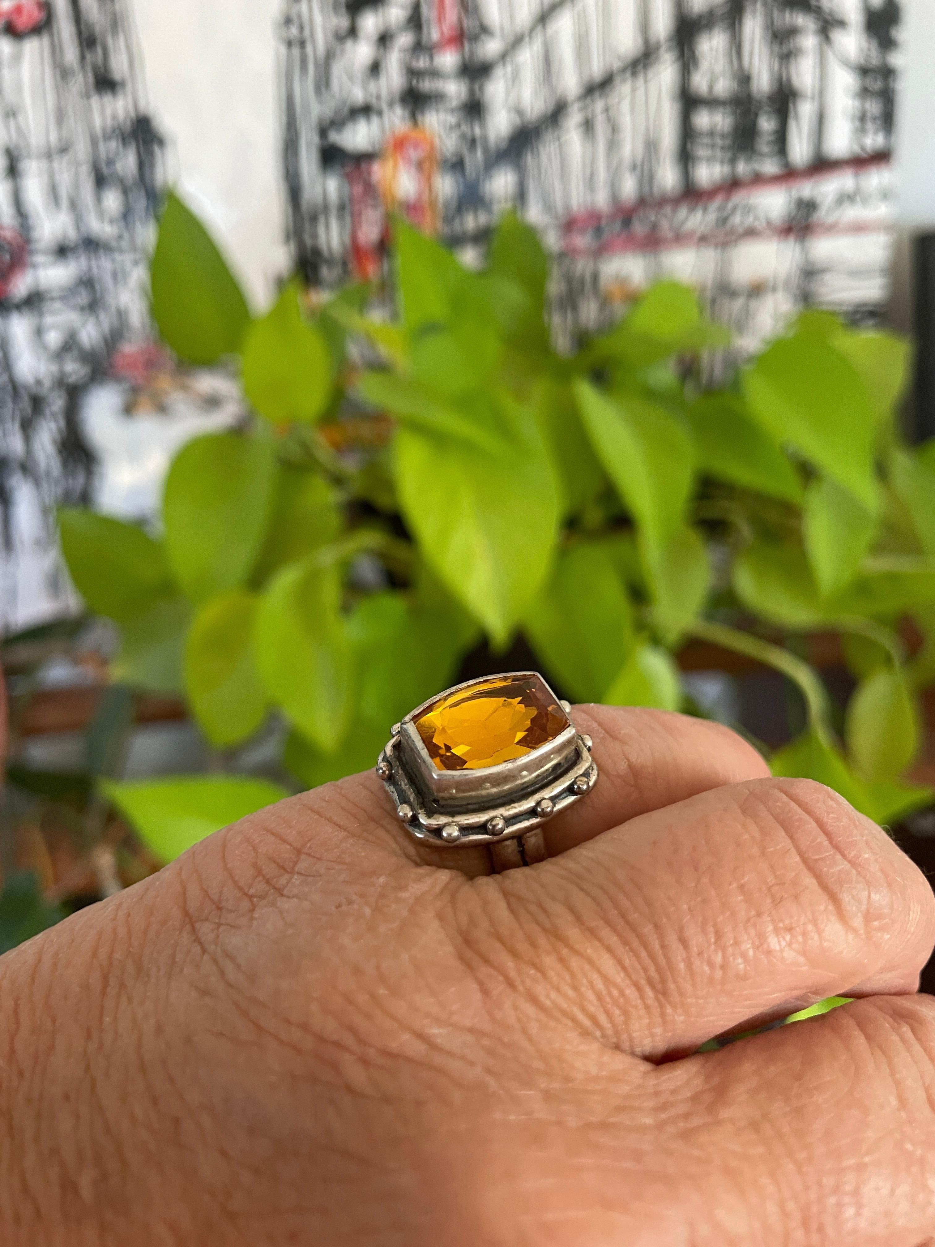 Women's Stephen Dweck Sterling Silver Citrine Ring New, Never Worn 1990s For Sale