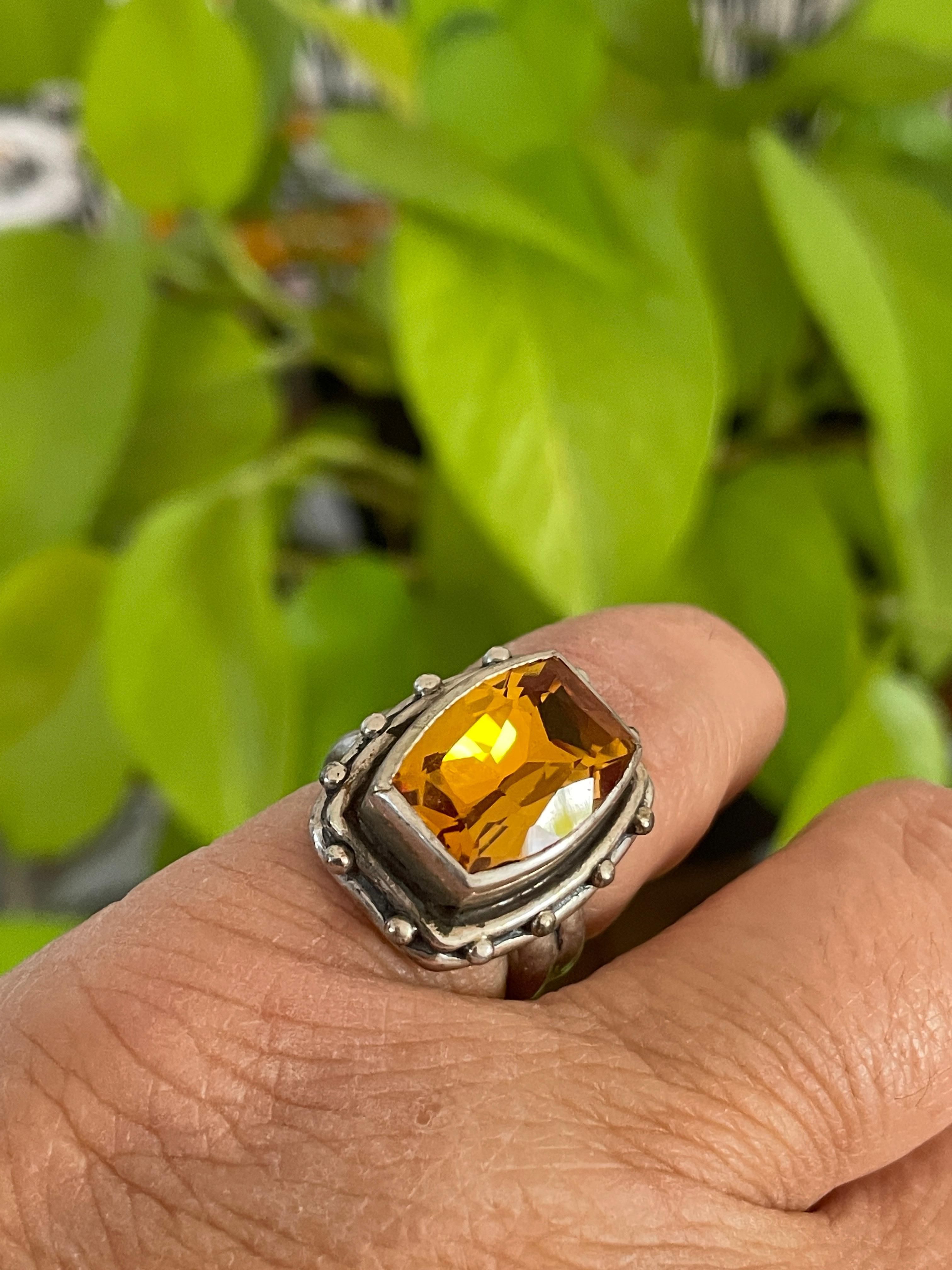 Stephen Dweck Sterling Silver Citrine Ring New, Never Worn 1990s For Sale 1