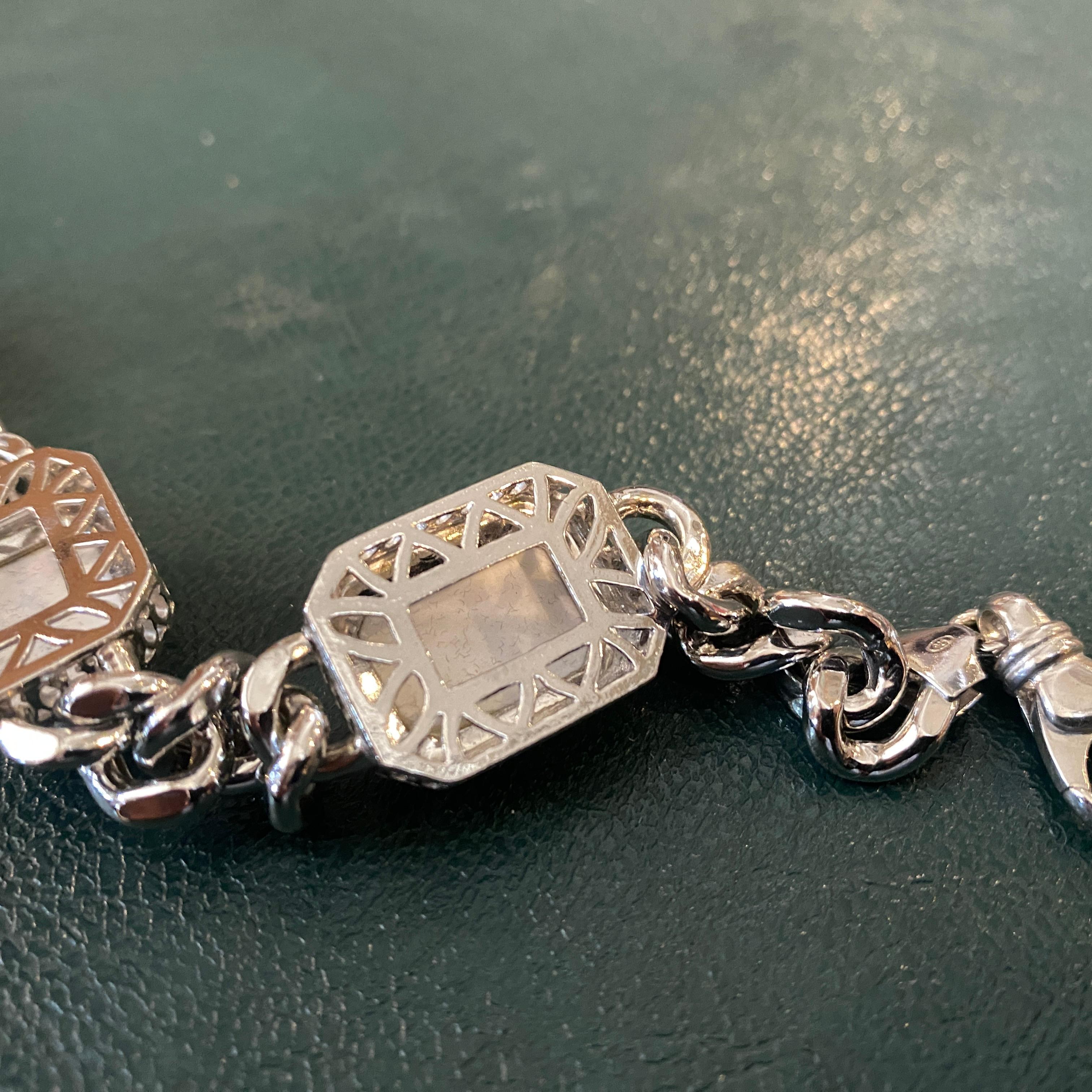 1990er Jahre Sterling Silber und Weißer Achat Italienisches Armband von Anomis für Damen oder Herren im Angebot