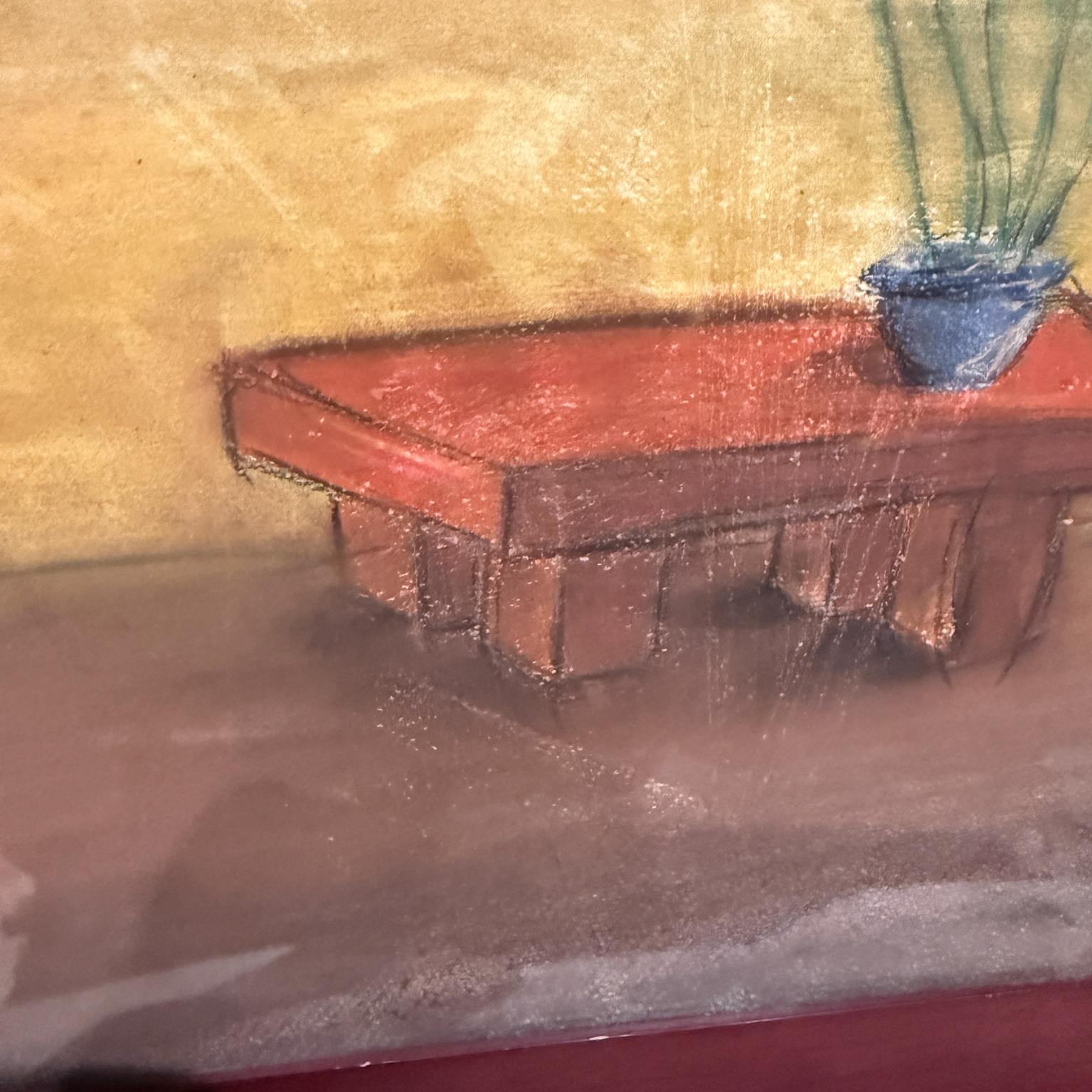 Paper 1990s Still Life Pastel Art Drawing P Romo For Sale