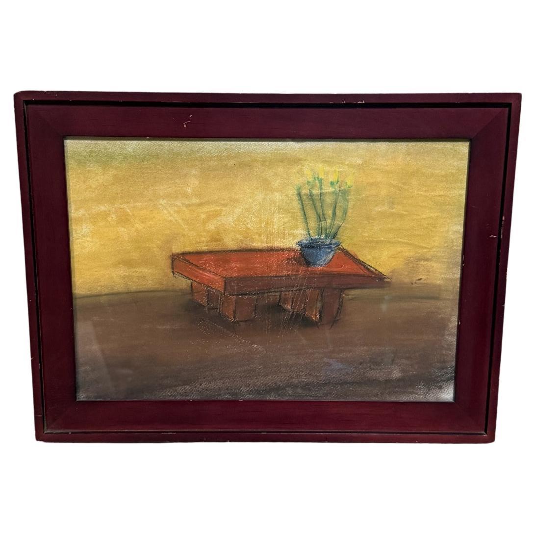 1990s Still Life Pastel Art Drawing P Romo