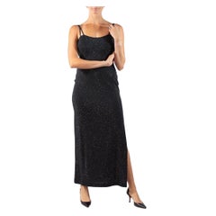 1990S St.John Black Rayon Blend Knit Beaded Gown