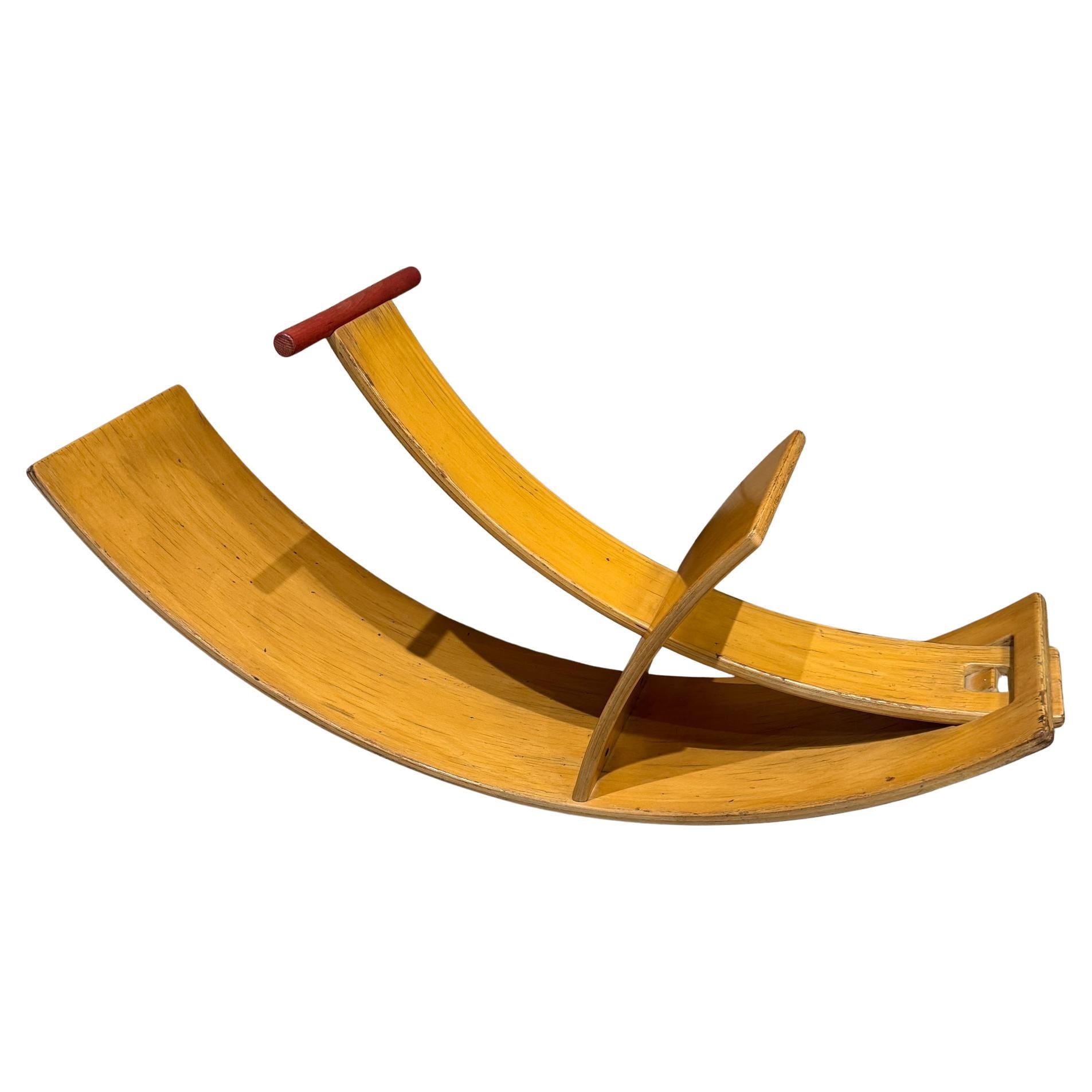 1990 Stokke Norway Wood Cavallo a dondolo Hippo di Wolfgang Rebentisch