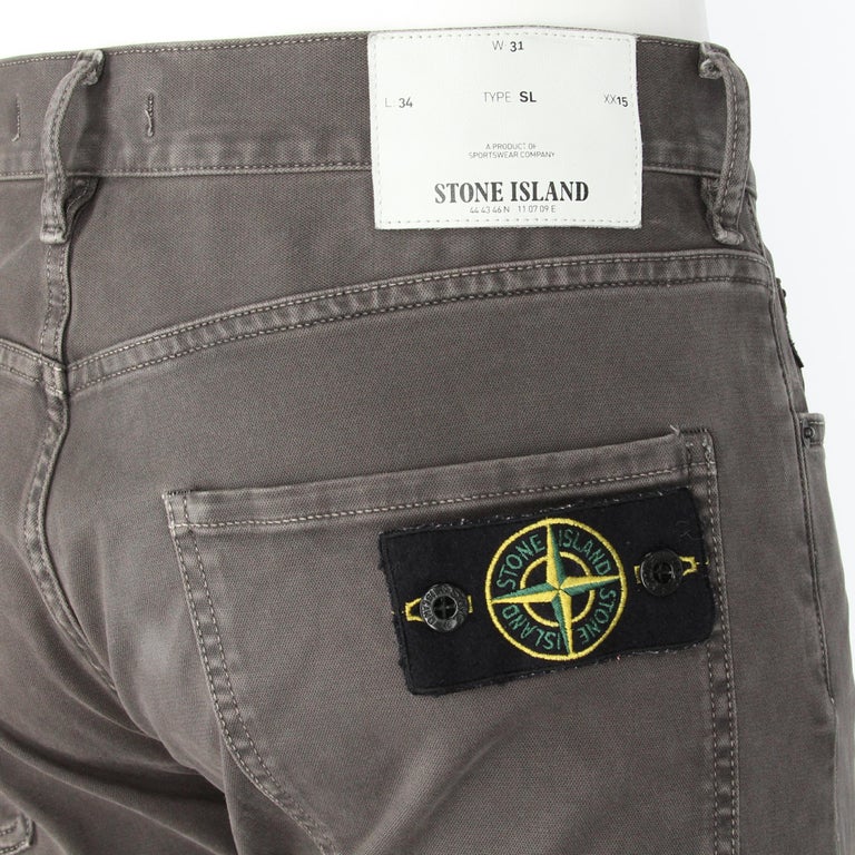 1990s Stone Island vintage grey cotton blend logoed trousers For Sale at  1stDibs