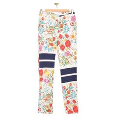 Retro 1990's Stretchy Moschino Floral Scarf Print High waisted Trousers - Pants
