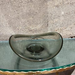 1990s Studio Art Glass Bowl Sculptural Pedestal Dish