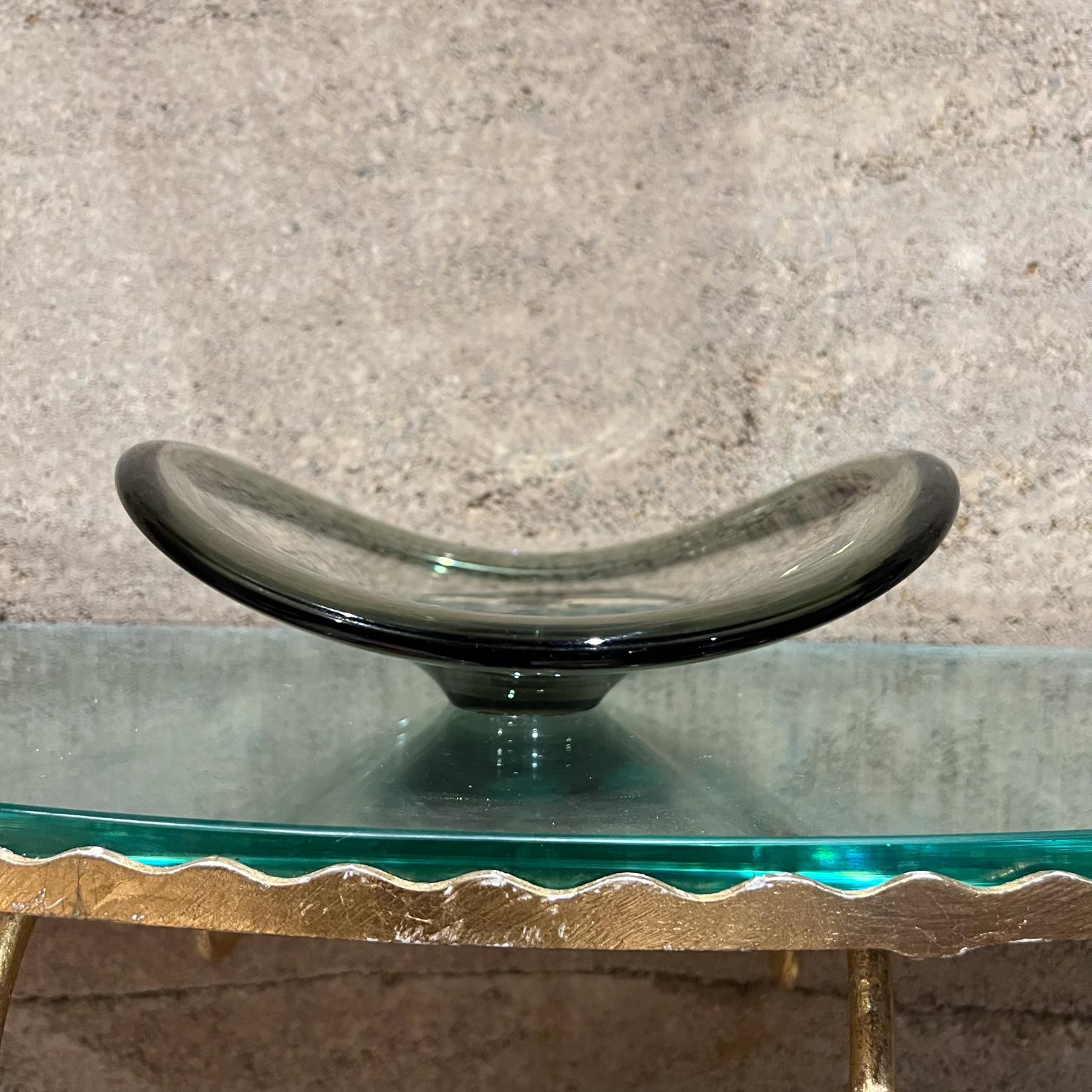 Modern 1990s Studio Art Glass Bowl Sculptural Pedestal Dish For Sale
