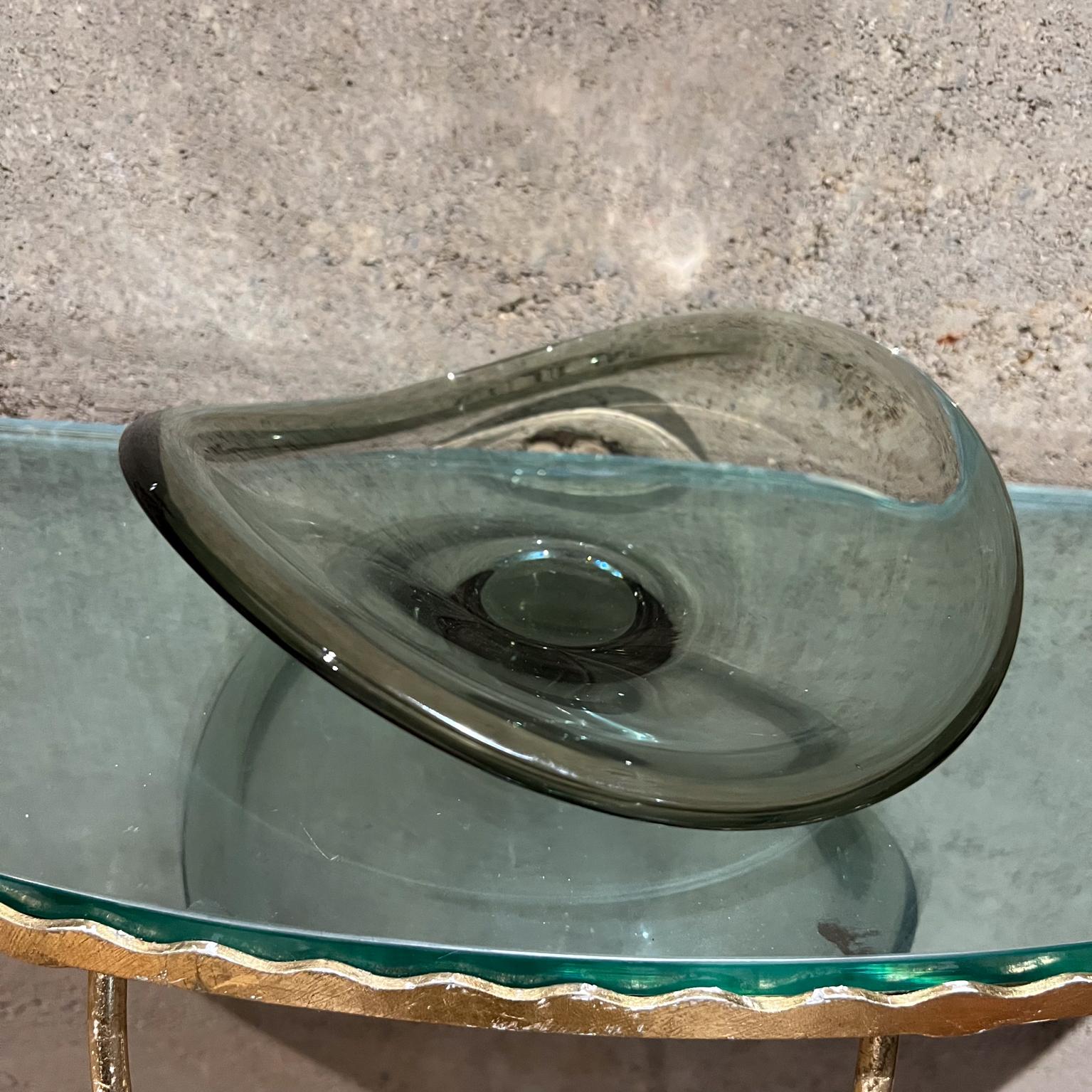 Late 20th Century 1990s Studio Art Glass Bowl Sculptural Pedestal Dish For Sale