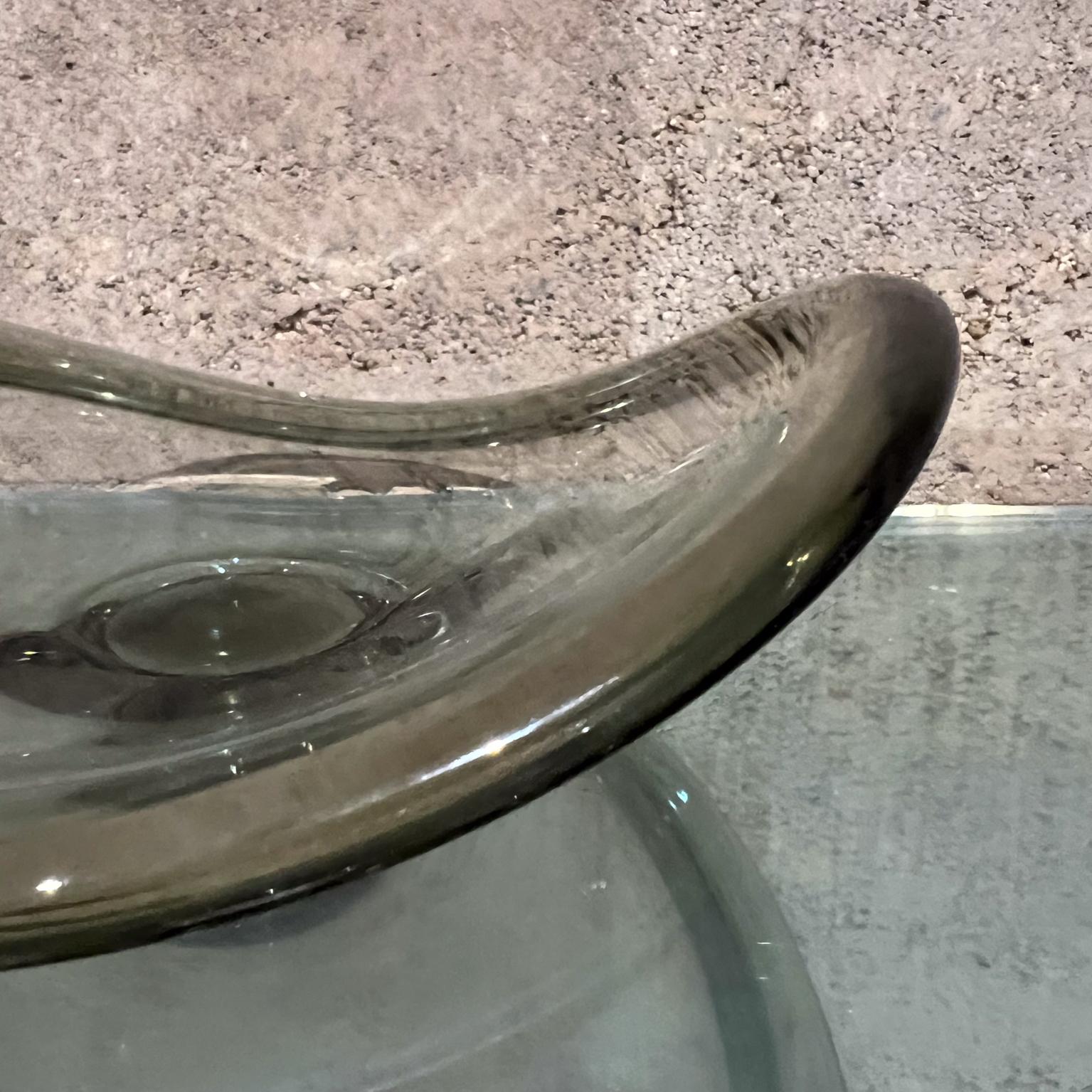 1990s Studio Art Glass Bowl Sculptural Pedestal Dish For Sale 2