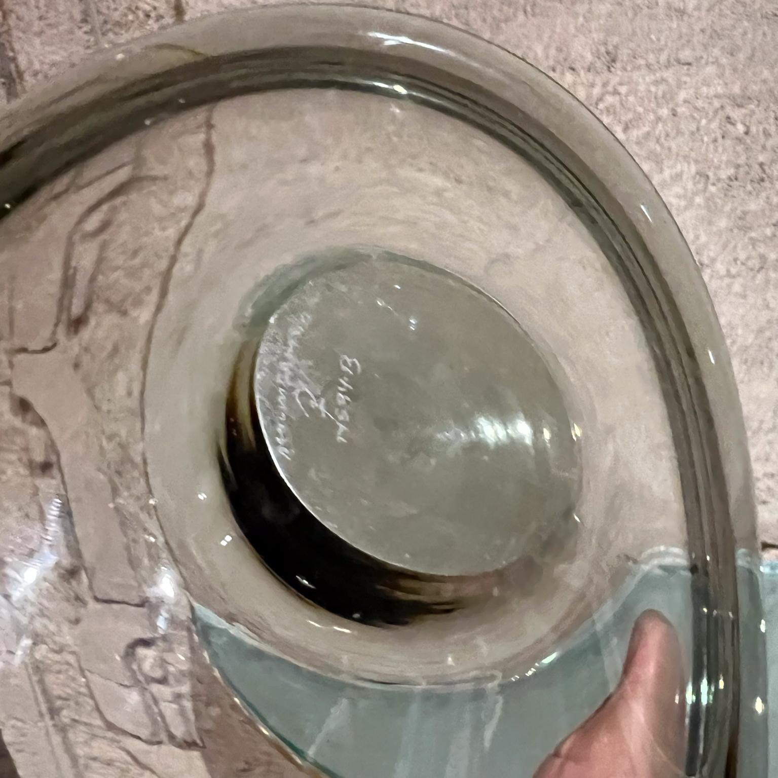 1990er Studio Art Glass Bowl Skulpturale Sockel Schale im Angebot 2