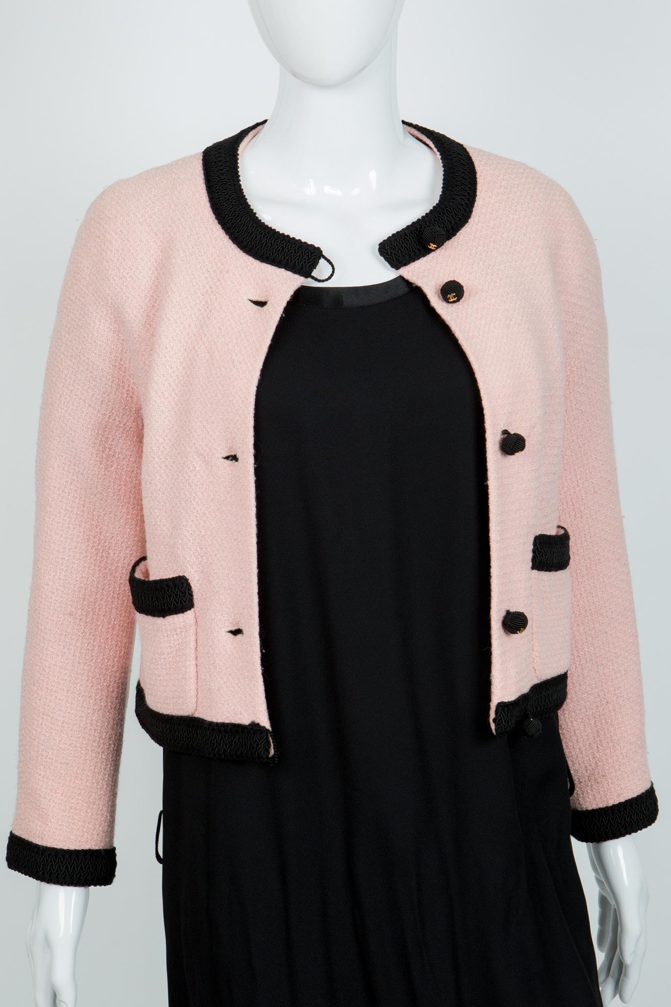 Beige 1990s Summer Chanel Light Pink Tweed Boucle Jacket