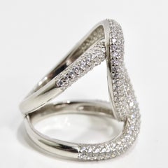 1990s Swarovski Crystal Silver Chanel Inspired Ring