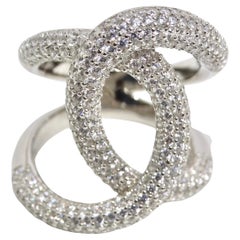 Vintage 1990s Swarovski Crystal Silver Chanel Inspired Ring