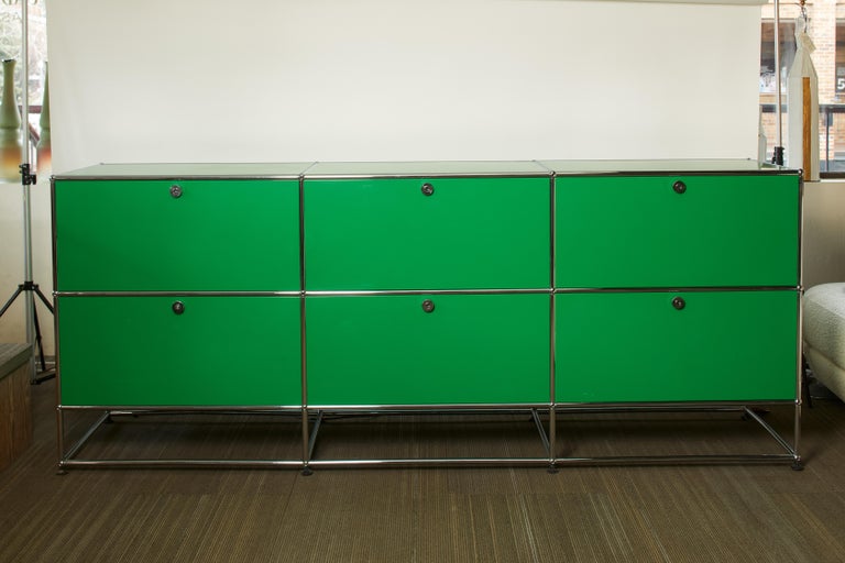 1990s Swiss Fritz Haller and Paul Scharer Green Credenza at 1stDibs
