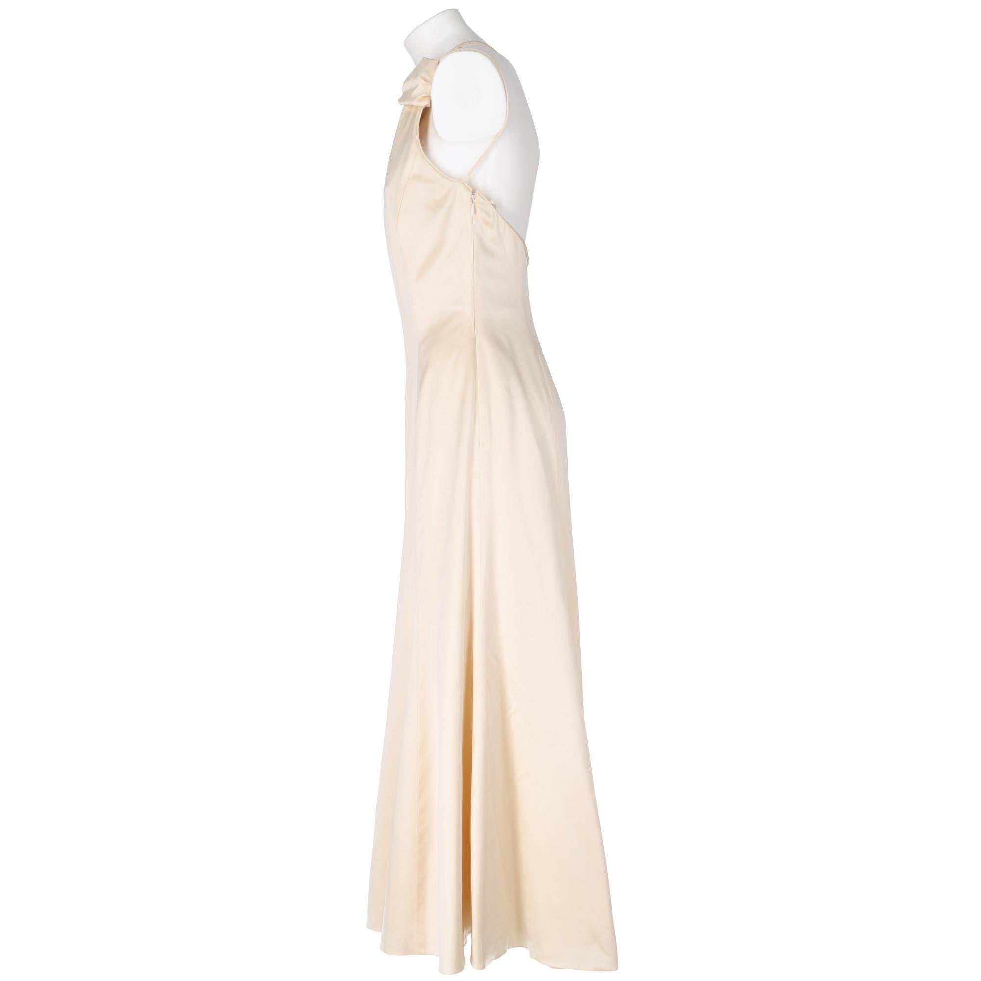 1990er Tailored One-Shoulder Brautkleid (Weiß) im Angebot