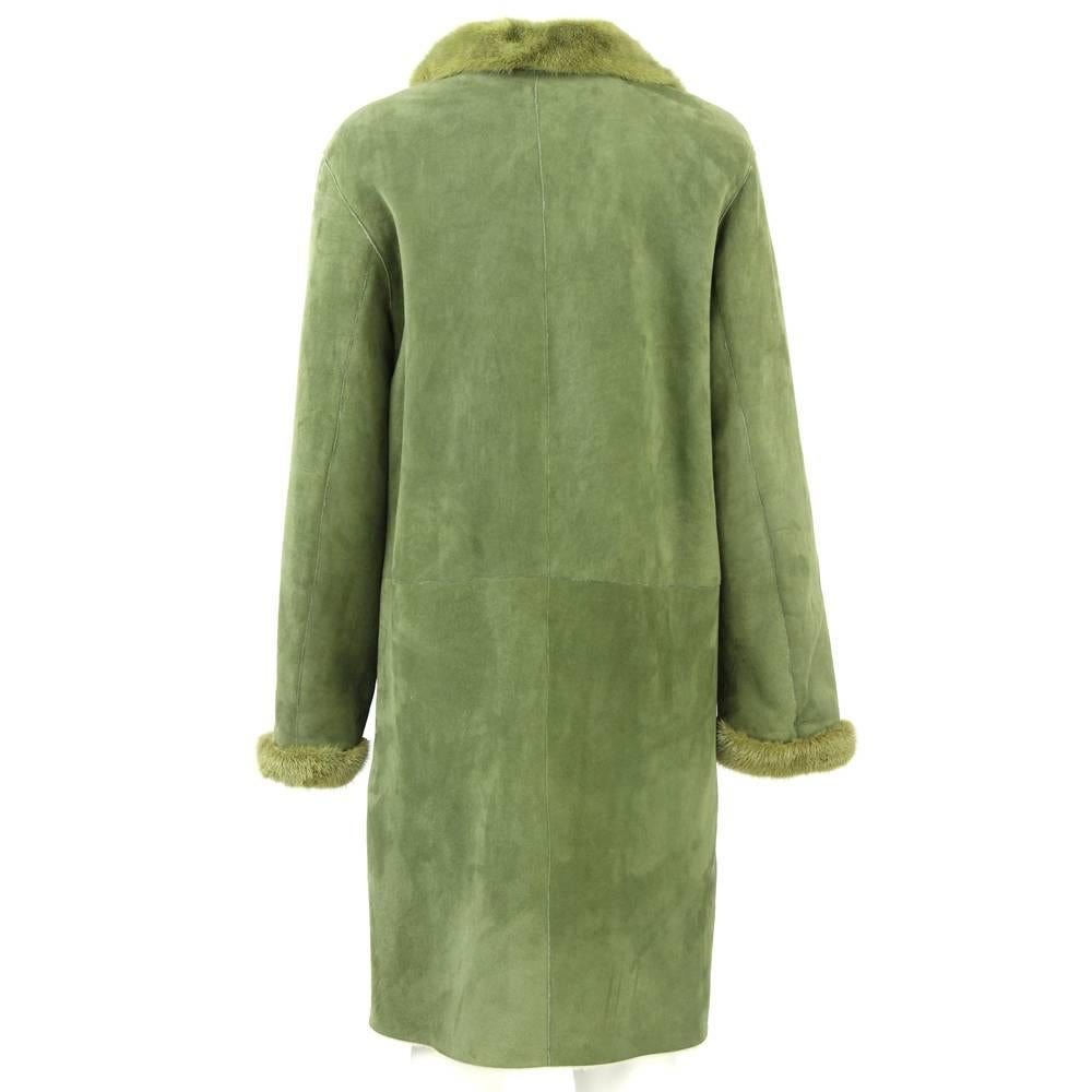 Sheepskin Coat Hemmed with Mink Fur Beech Marten Fur Coat For Sale at 1stDibs