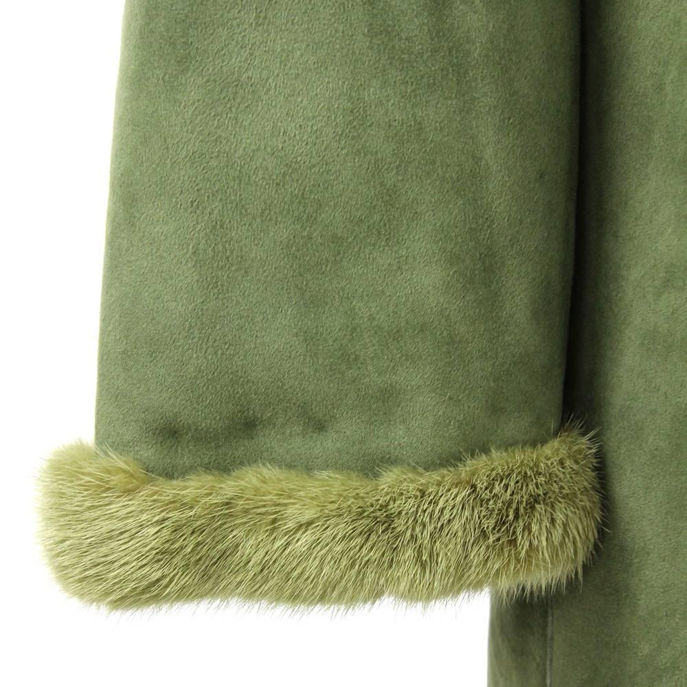 Sheepskin Coat Hemmed with Mink Fur Beech Marten Fur Coat For Sale at 1stDibs
