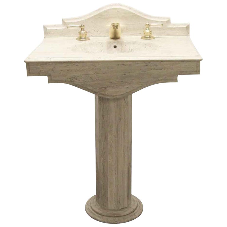 1990s Tan Stone Pedestal Seas Sink, Round Pedestal Sink Bases
