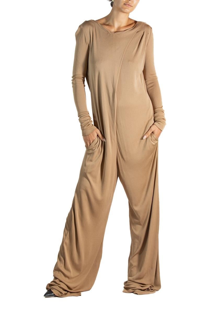 1990S Tan Viscose Jumpsuit For Sale 3