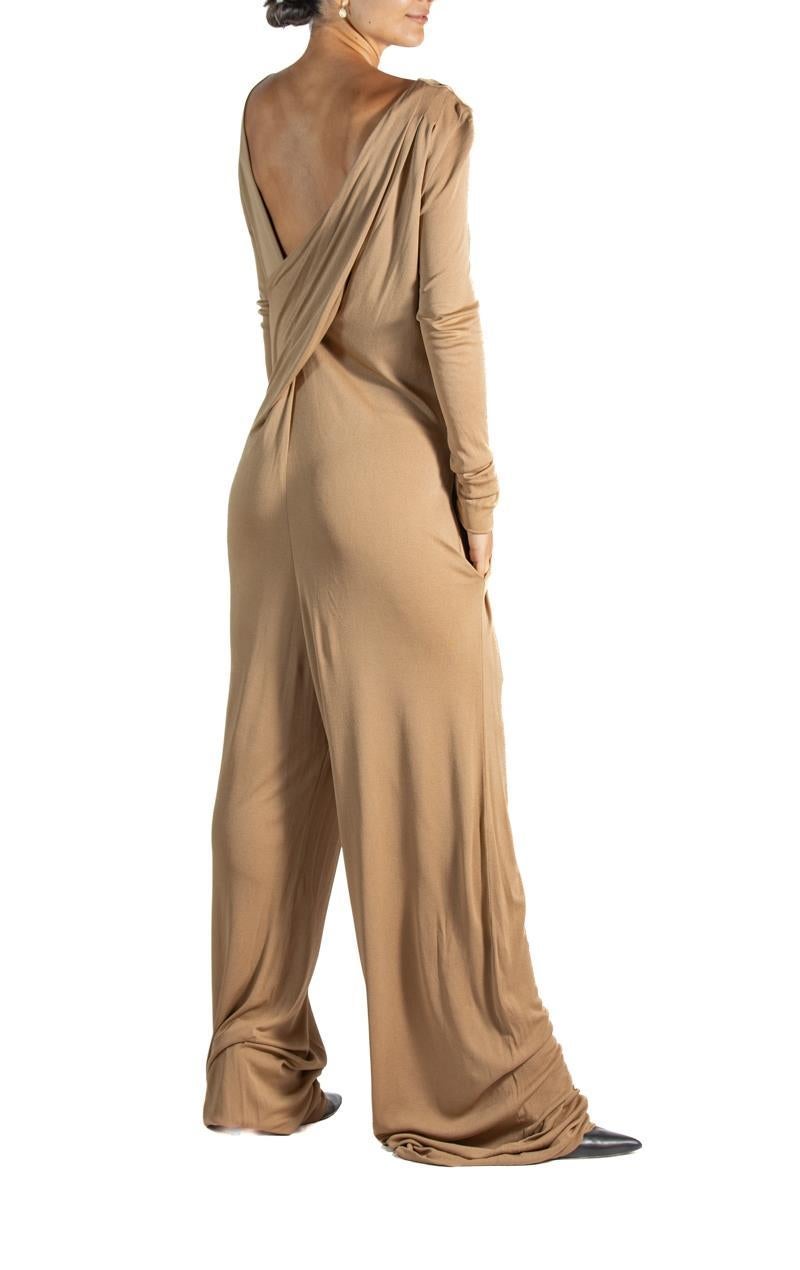 1990S Tan Viscose Jumpsuit For Sale 4